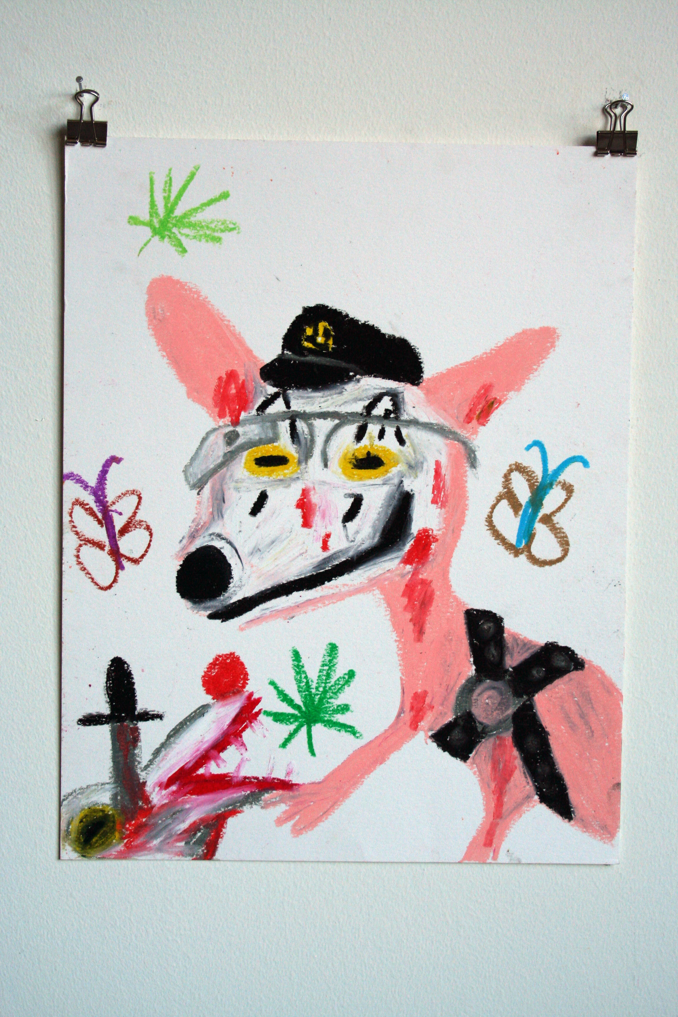   Pleather Puppy In Google Glass (Whoop Whoop),  2013  14 x 11 inches (35.56 x 27.94 cm.)  Oil pastel on paper 