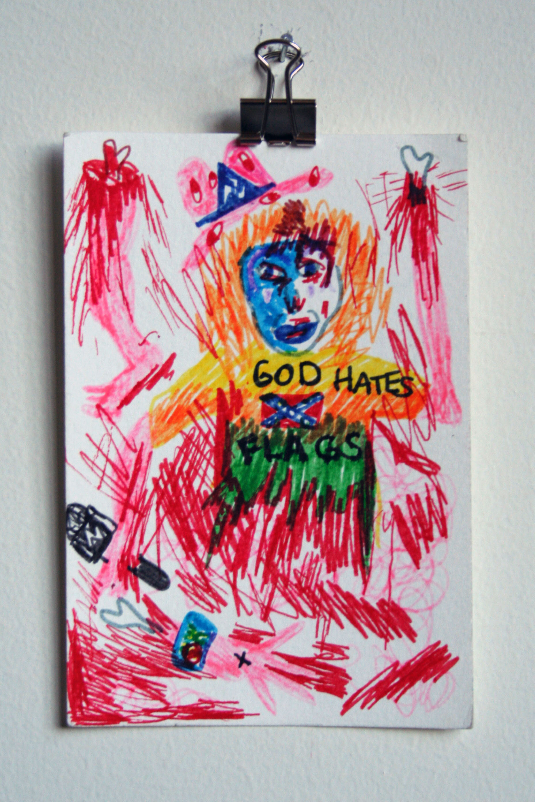   God Hates Flags God Hates Old Put , 2015  6 x 4 inches (15.24 x 10.16 cm.)  Marker on paper 