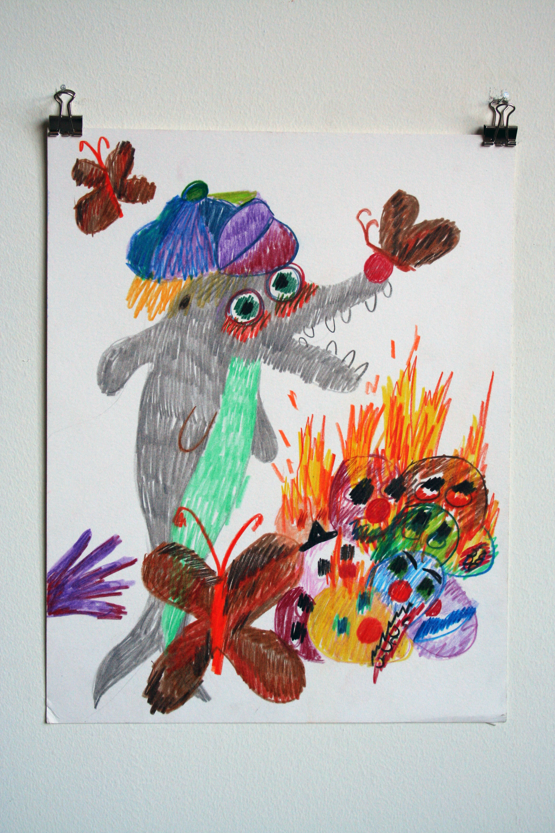   Pobody Knew How But the Masks Burned Through the Night,  2013  14 x 11 inches (35.56 x 27.94 cm.)  Colored pencil on paper 