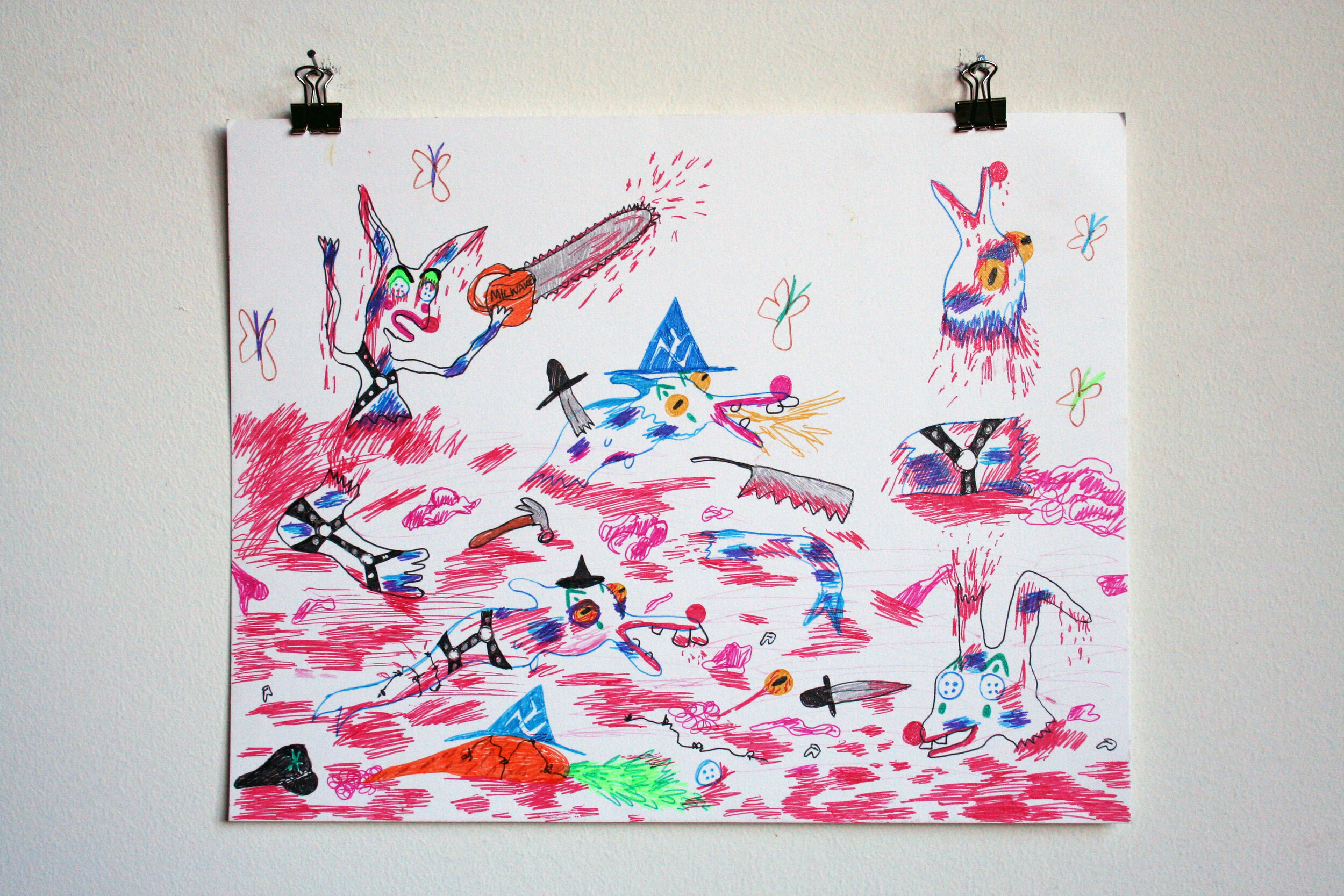  Mass Destruction, 2015  11 x 14 inches (27.94 x 35.56 cm.)  Sparkle gel pen on paper 
