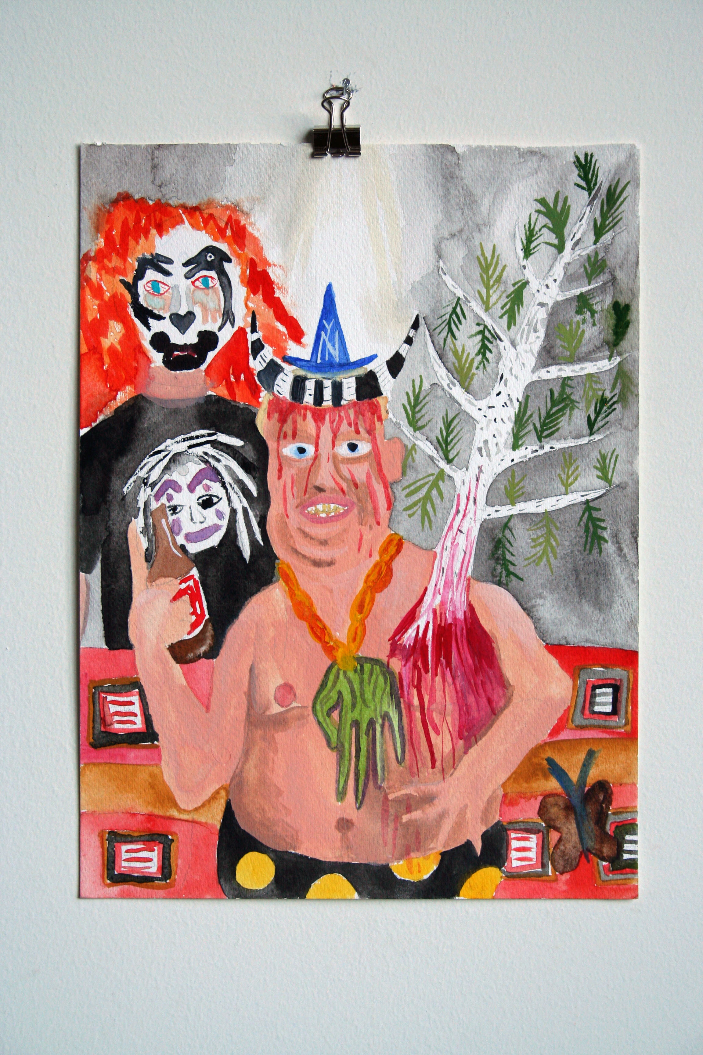   R.I.P. American Dream (For Dusty Rhodes) , 2015  12 x 9 inches (30.48 x 22.86 cm.)  Watercolor on paper 