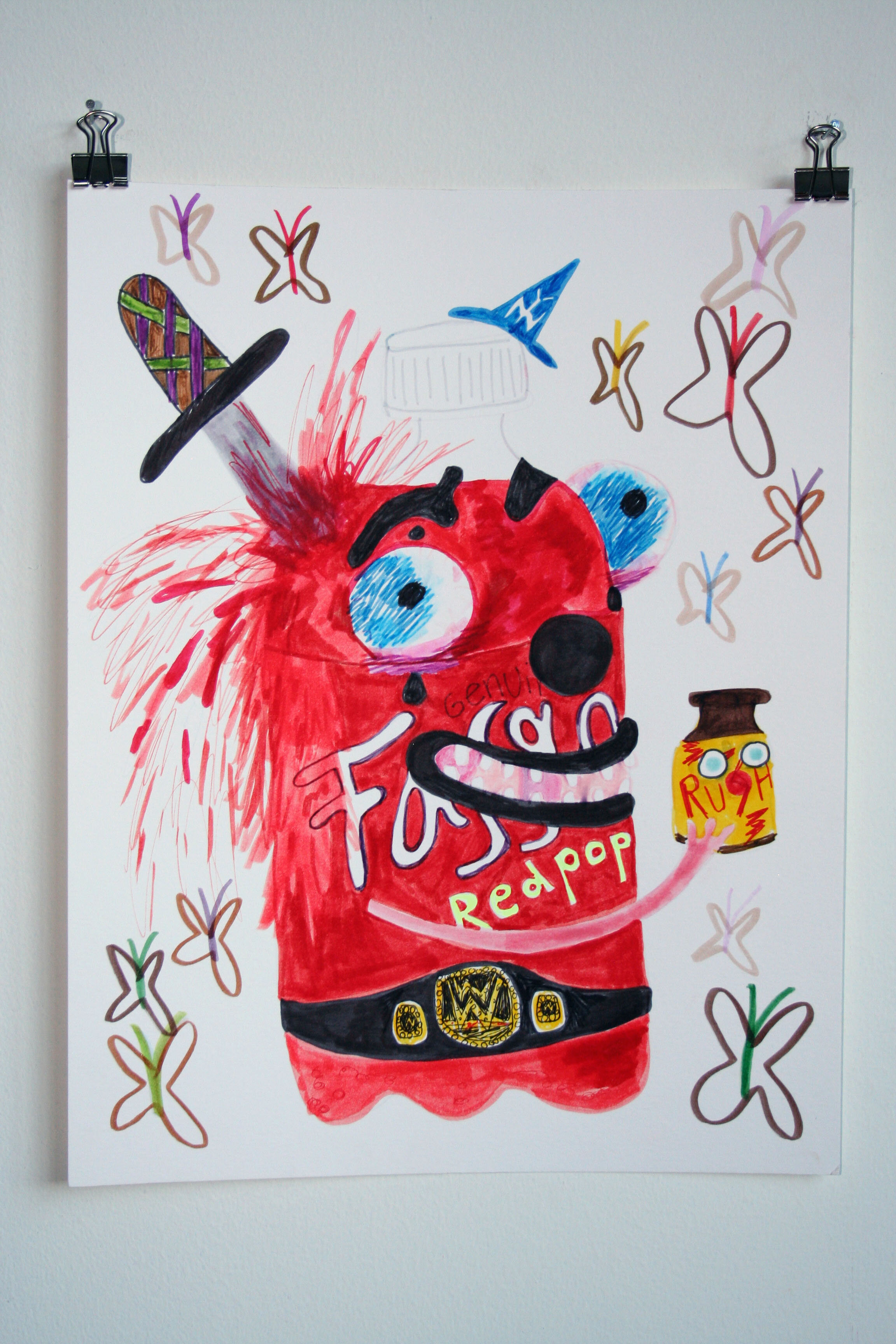   The Red Pop Puppet Loves Poppers,  2015  14 x 11 inches (35.56 x 27.94 cm.)  Marker on paper  Private collection, Zürich 