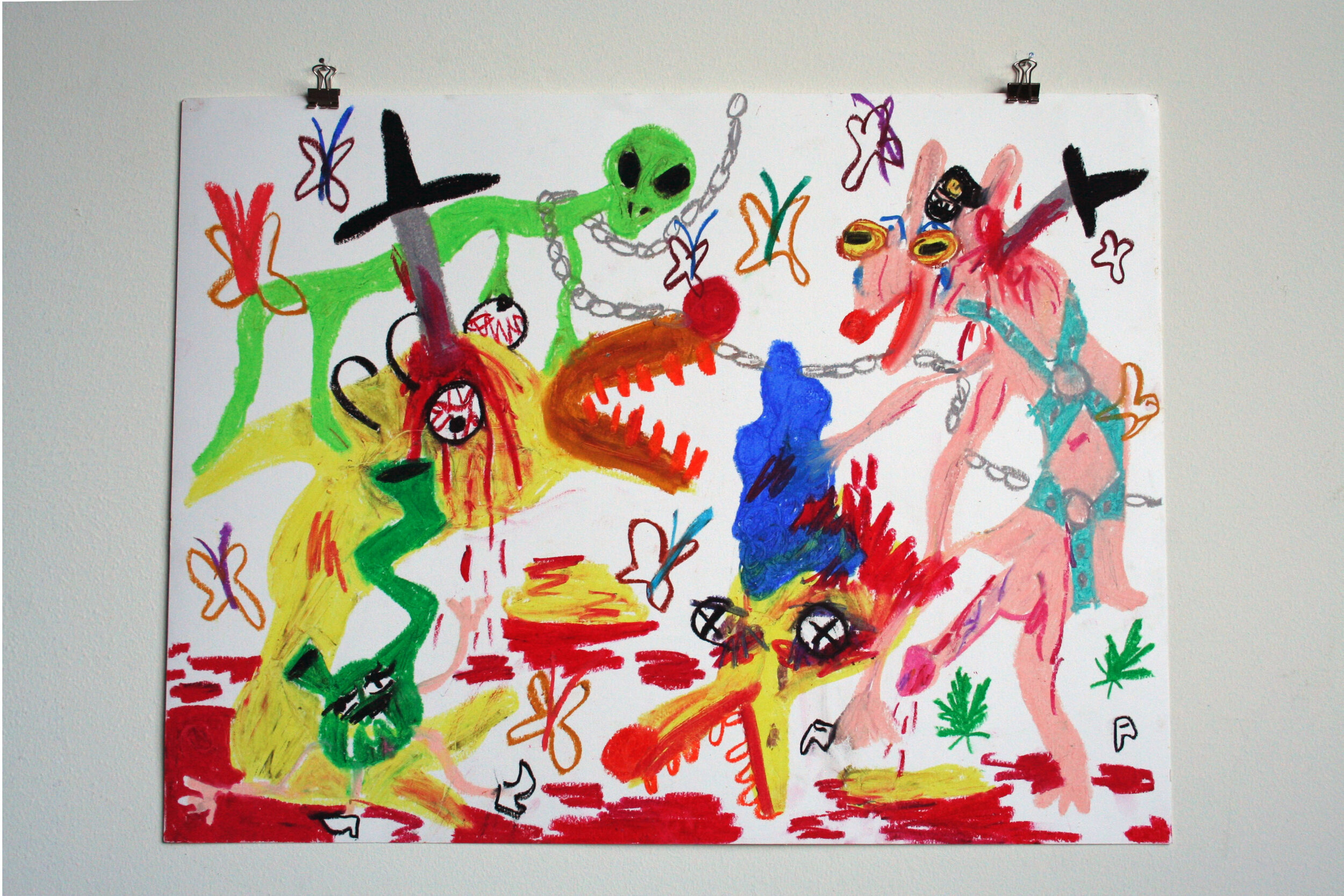   Free Simpsons Hentai in Chains,  2014  18 x 24 inches (45.72 x 60.96 cm.)  Oil pastel on paper 