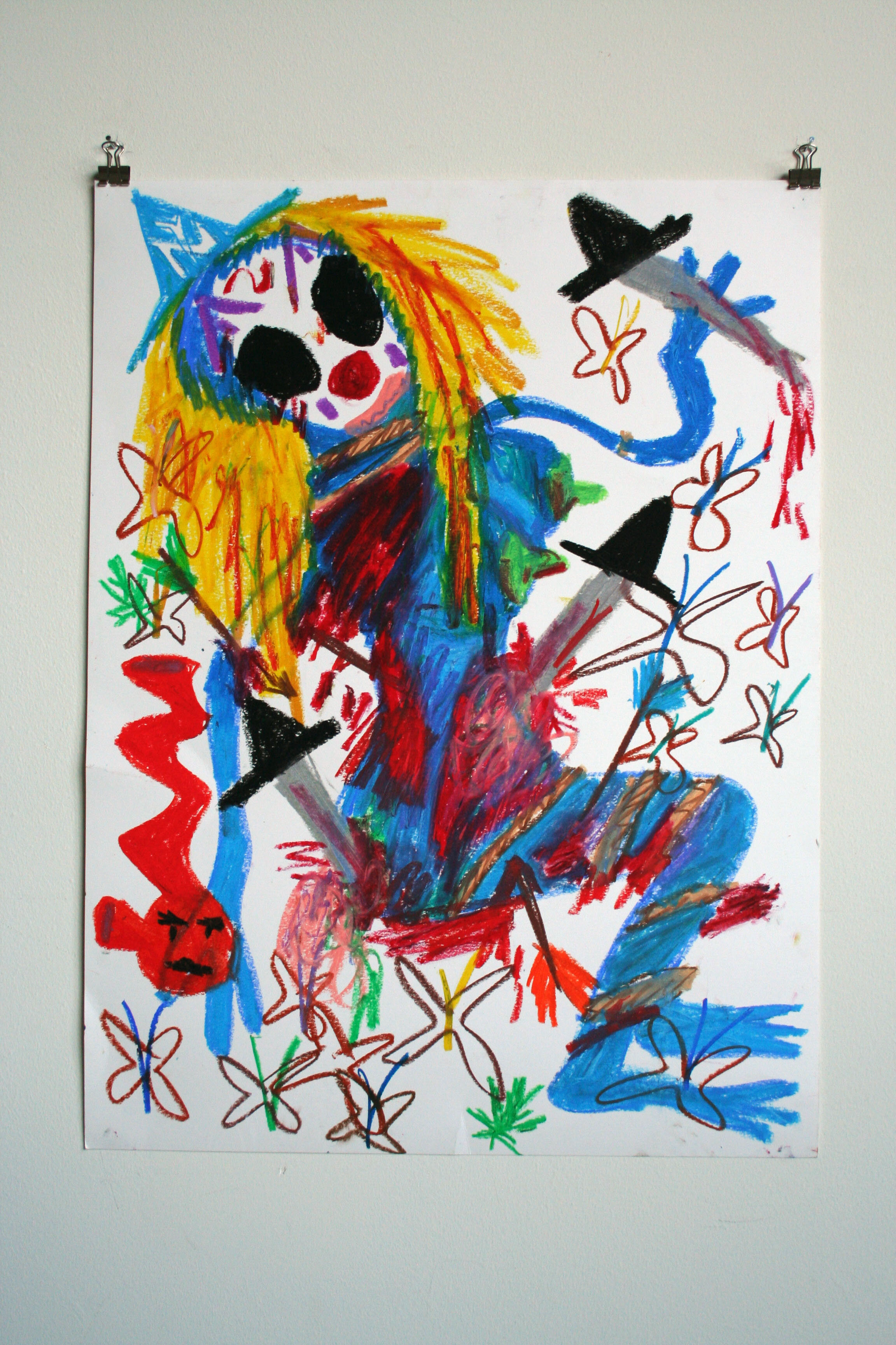   Bleeding Alien Clown Witch , 2014  24 x 18 inches (60.96 x 45.72 cm.)  Oil pastel on paper 