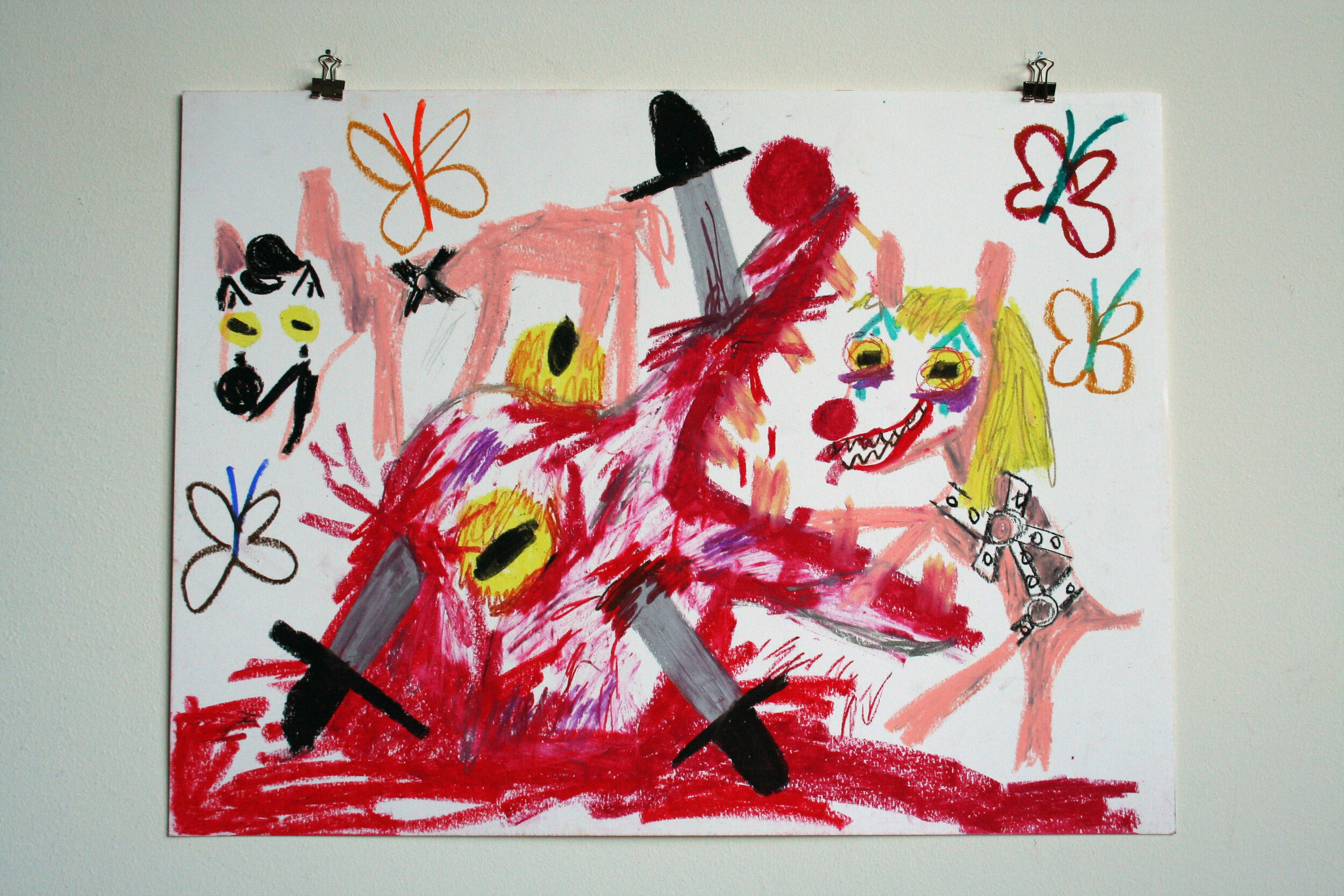   Bloody Hell,  2014  18 x 24 inches (45.72 x 60.96 cm.)  Oil pastel on paper 