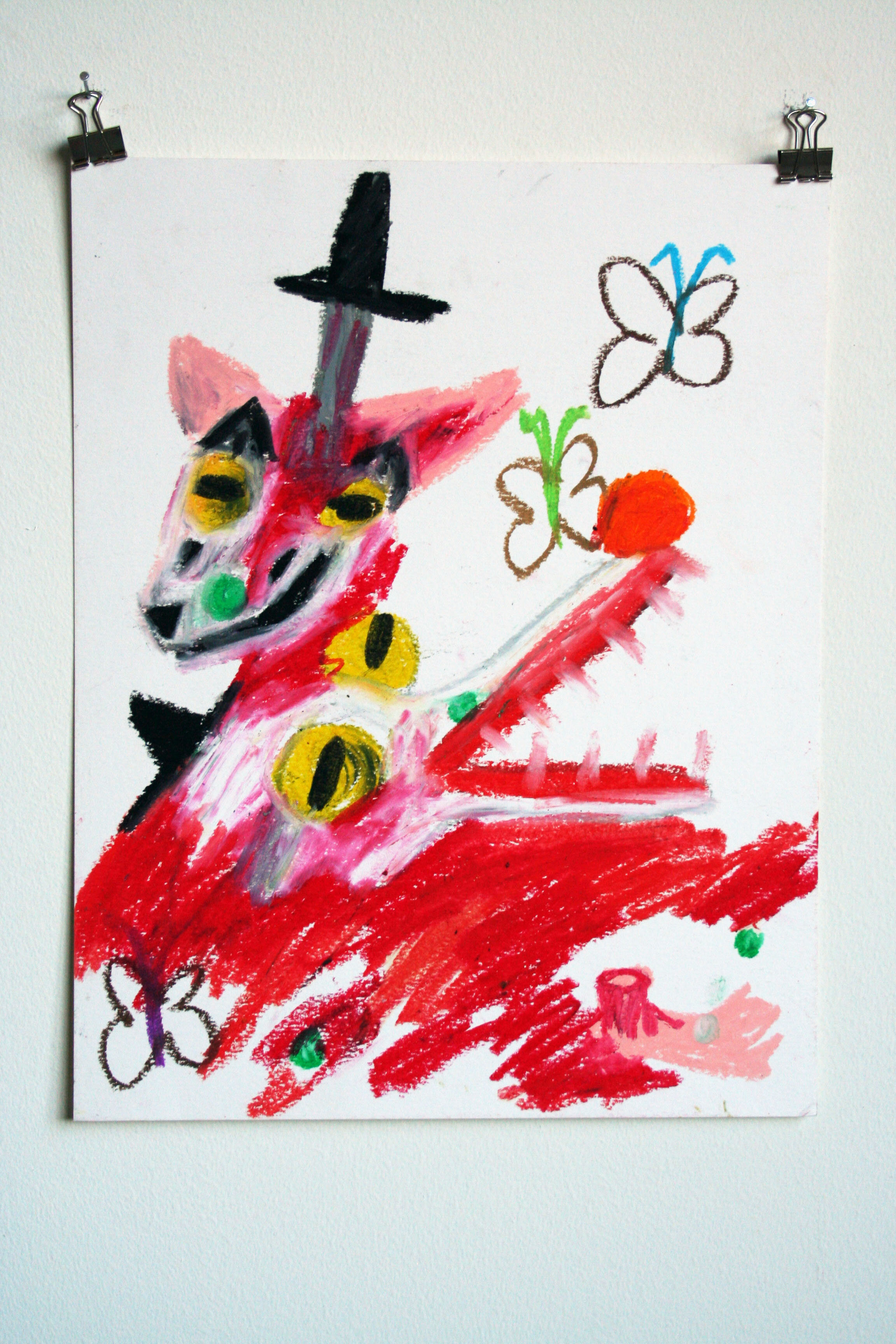   Head Totem,  2014  24 x 18 inches (60.96 x 45.72 cm.)  Oil pastel on paper 