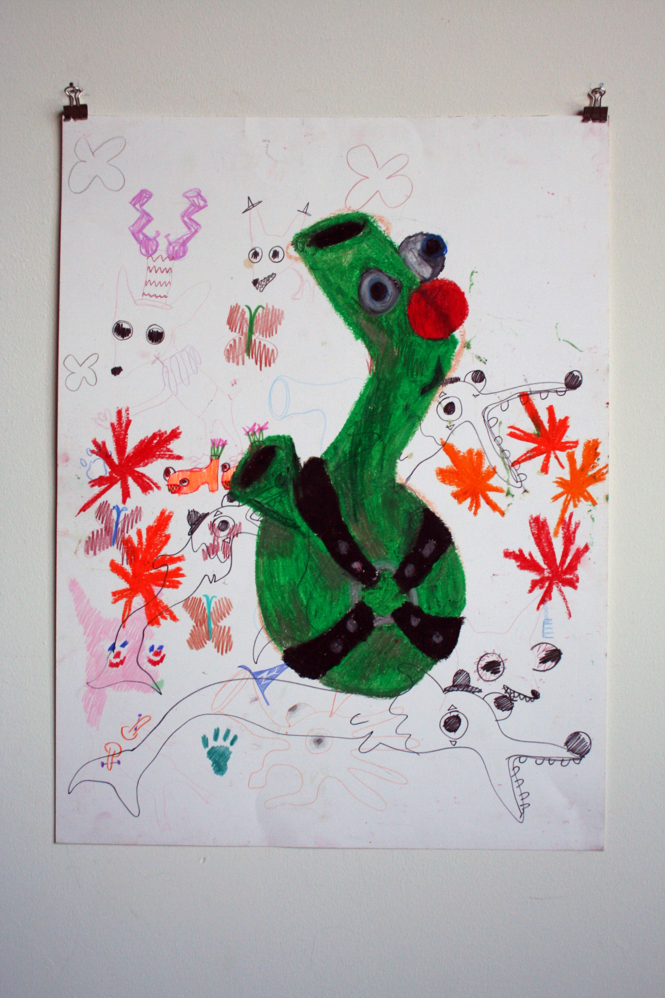   Bondage Bong,  2013  24 x 18 inches (60.96 x 45.72 cm.)  Oil pastel and marker on paper 