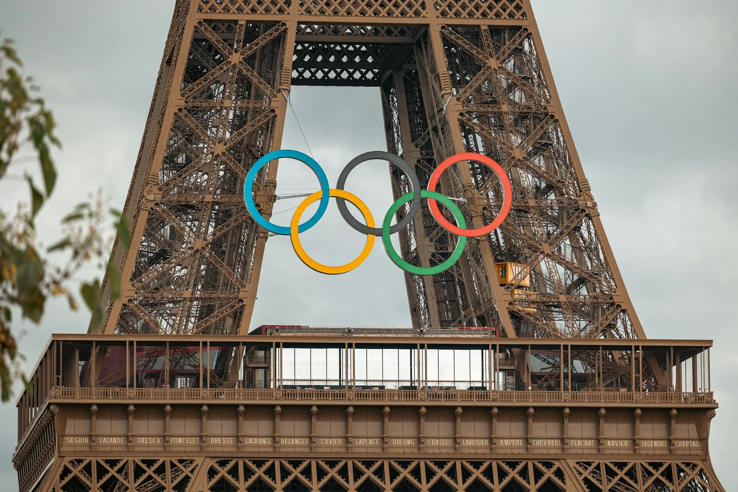 Olympic rings on the Eiffel Tower