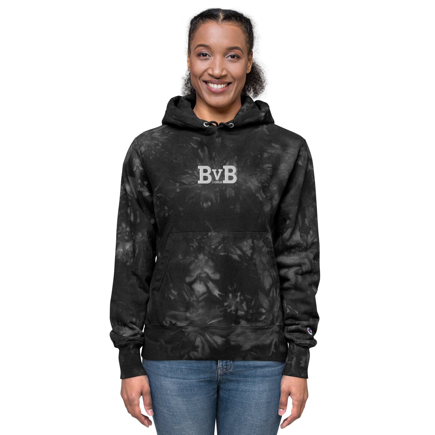 Unisex Champion tie-dye hoodie — BvB Dallas - Tackle ALZ™