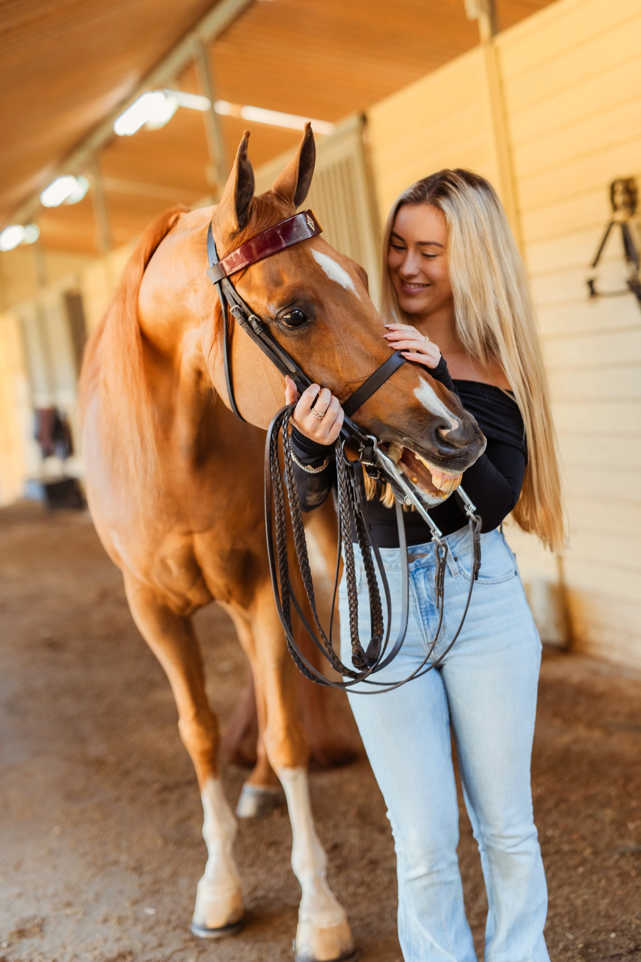 Horse girl aesthetic portrait of a Newport Beach rider embracing her horse during an equestrian photoshoot in San Marcos, California. Soft, natural light highlighting equestrian life, horse love, and authentic connection. Horse photography by Souther