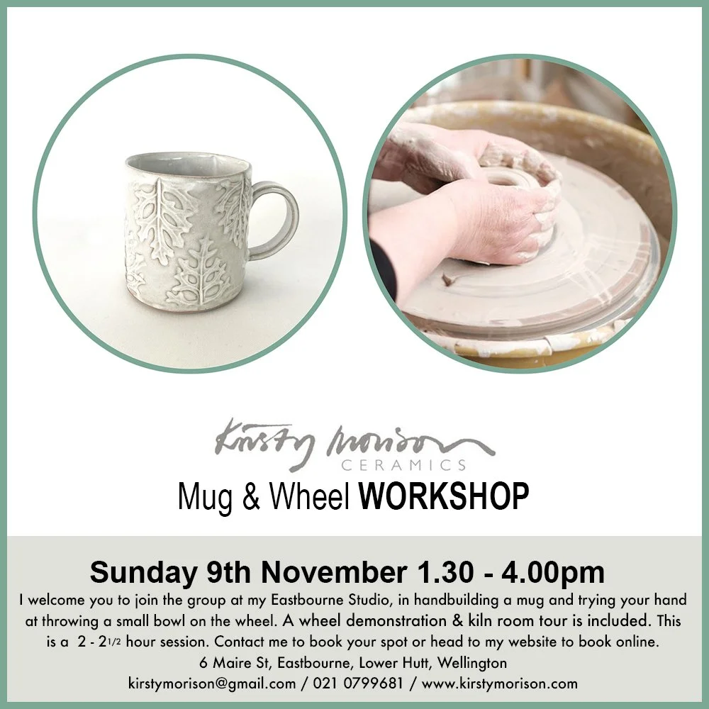 Book yourself a spot for at my last Mug &amp; Wheel group workshop for the year! This session is popular, so book your spot before they get snapped up! https://www.kirstymorison.com/bookworkshops
Link in bio👆