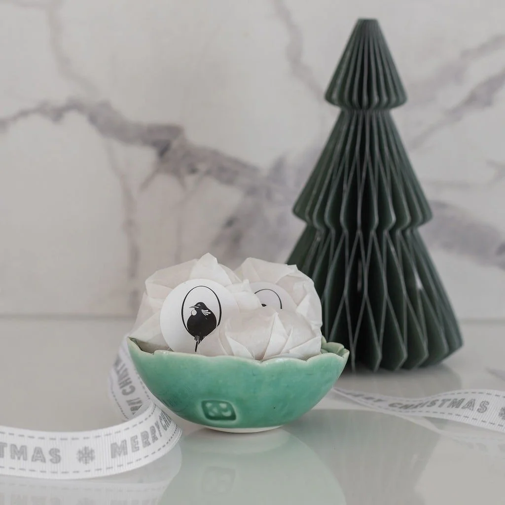 A sneak preview of some new treats at my Ceramics NZ National Open Studio this weekend...ideal end of year teachers gifts or Christmas prezzies 🌲. Check out this cute little @fattuisoapstudio plant based soap trio paired with my porcelain Keepsake B