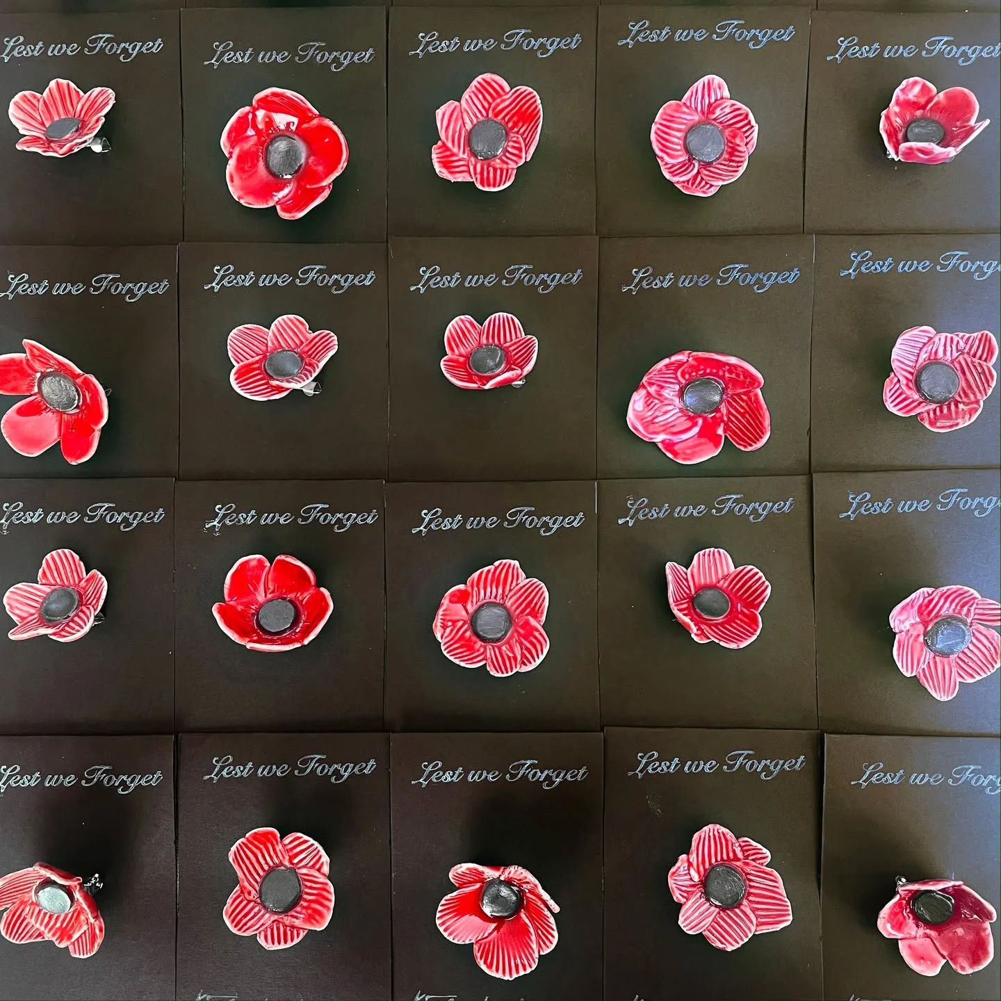 ANZAC Handmade Ceramic Poppy Pins.

Each poppy is unique and individual. A small act of remembrance, a tribute to the courage carried across generations. 

With every poppy purchased, a portion is gifted to the RSA�to support those who have served�&a