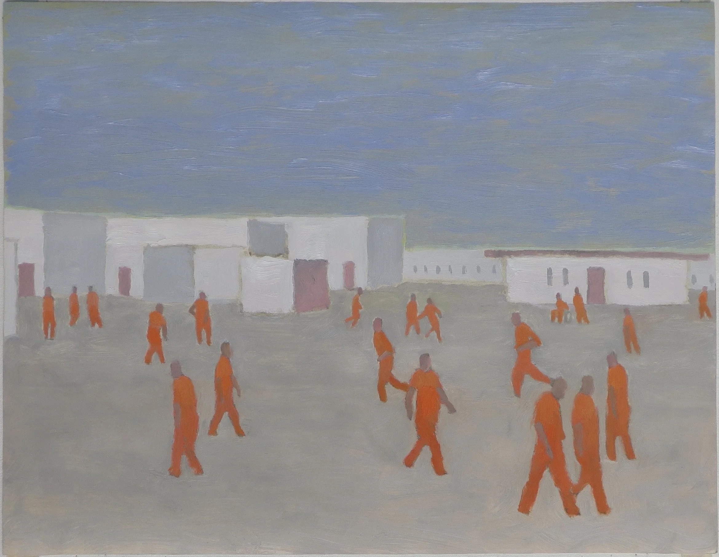 Untitled (the yard), 2026, oil and shellac on paper, 14 x 18 in