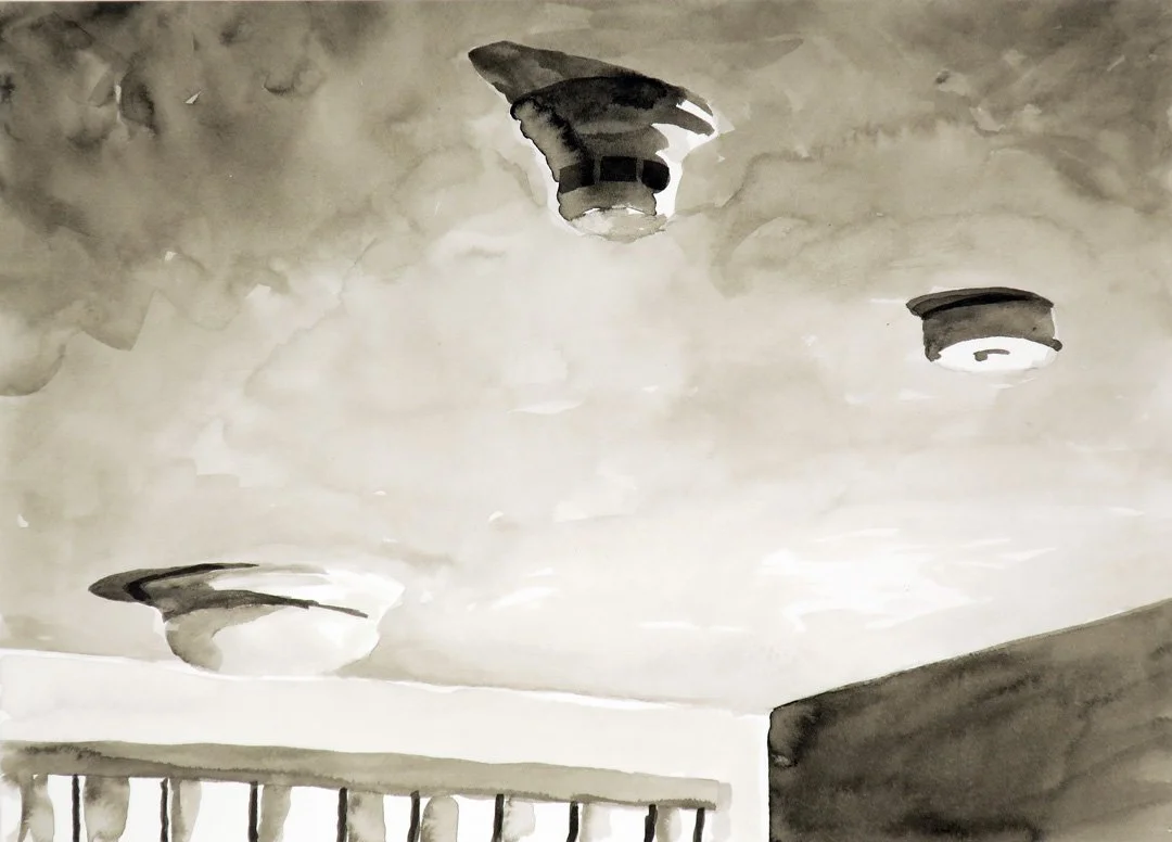 Motel ceiling with smoke alarms, Idaho