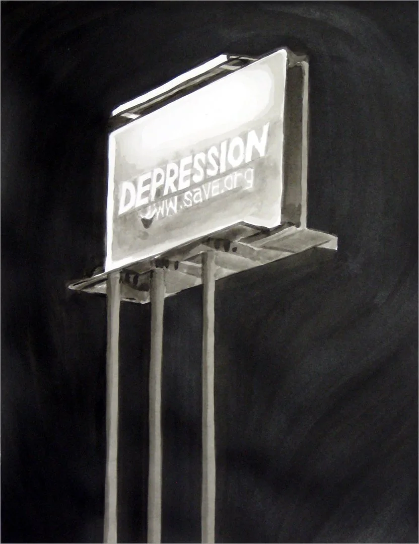 untitled (depression?), 
2008, ink and pencil on paper, 17 x 13 in