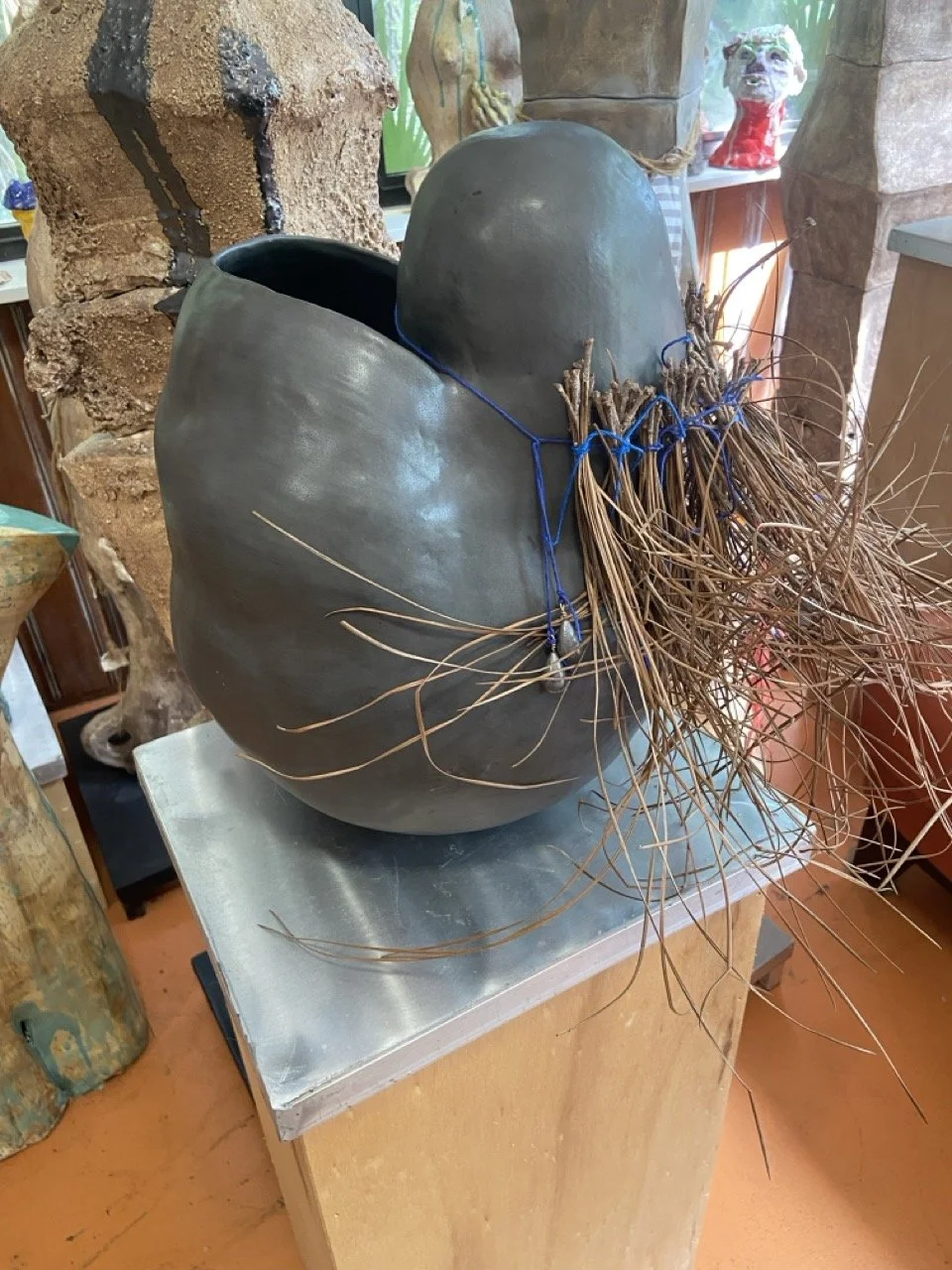 Black Vessel with Pine Needle Cape