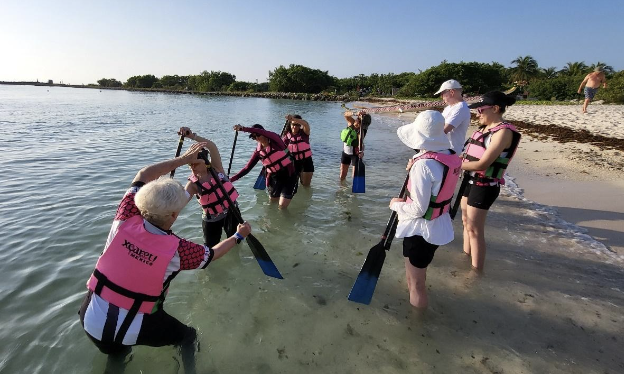 While waiting for the boats….some novice water training