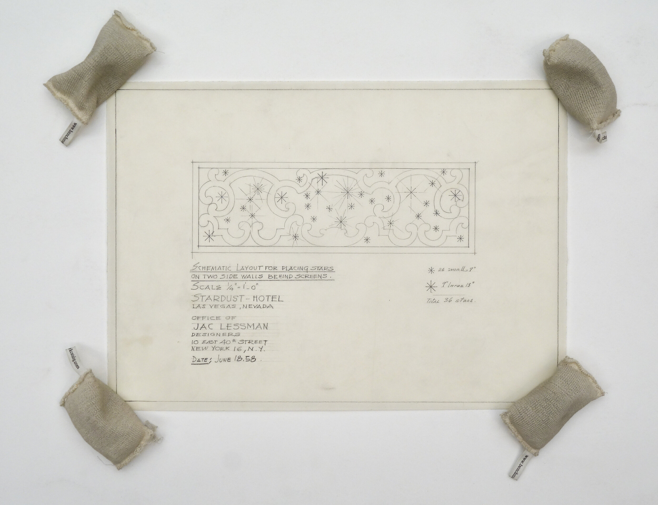 Schematic Layout for Placing Stars on Two Side Walls Behind screens, Stardust Hotel, Las Vegas, 18 June 1958