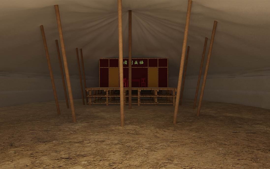  Interior view of the Cantonese opera tent model. Courtesy of Ortelia. 