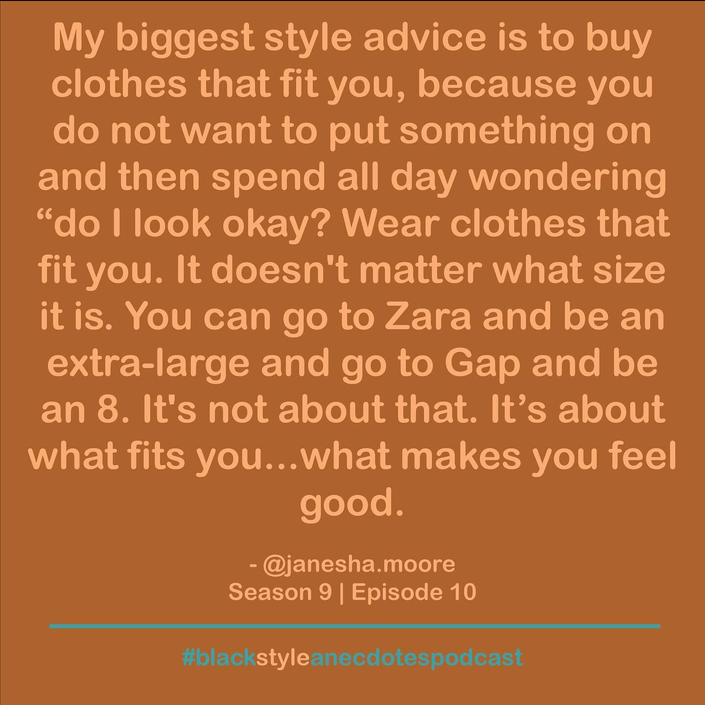 I couldn&rsquo;t agree with @janesha.moore more on the style advice she gave in last week&rsquo;s BSA episode!

Listen to Janesha&rsquo;s Black Style Anecdotes episode on your choice podcasting platform, and tell a friend about BSA!

Fit is everythin
