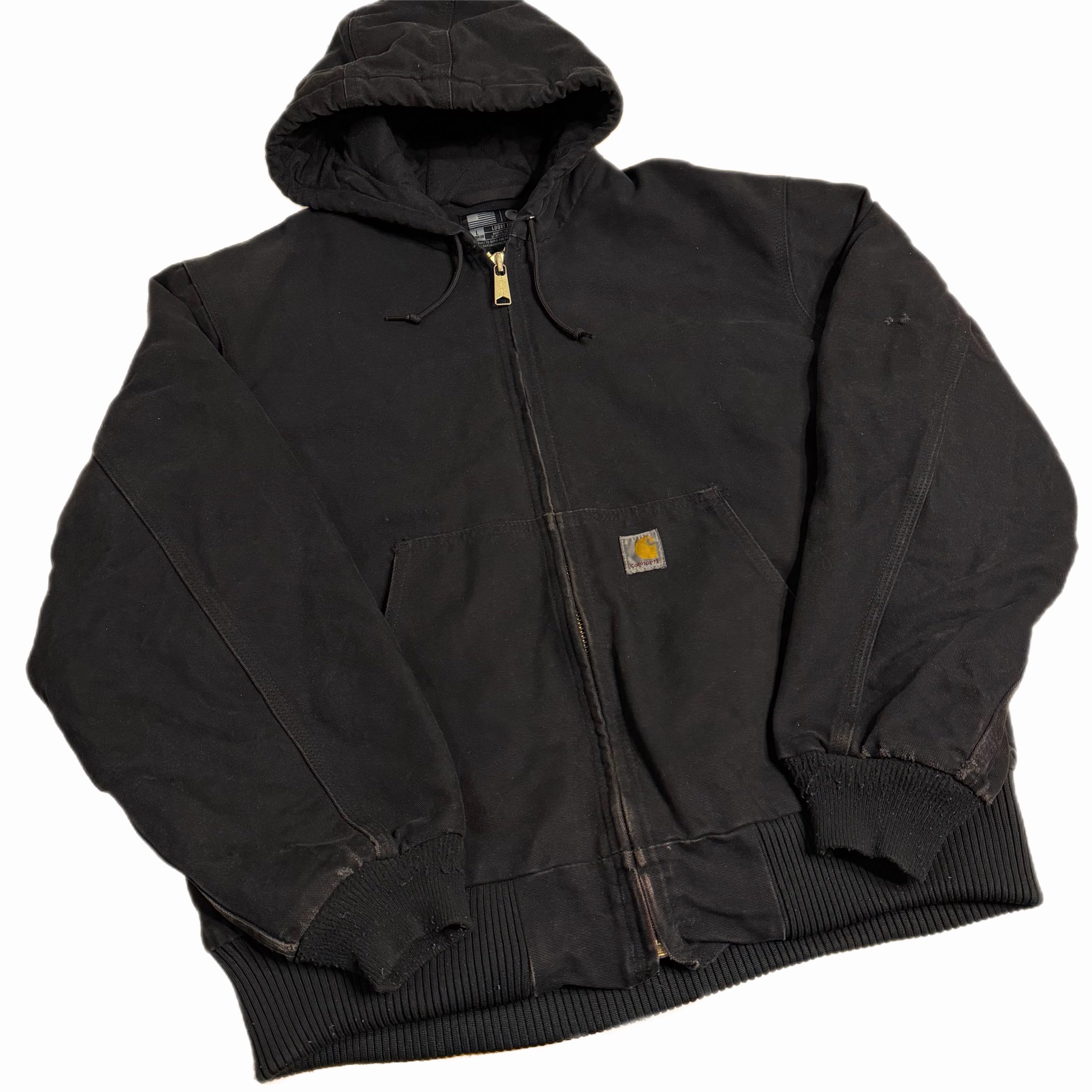 carhartt black hooded jacket • large