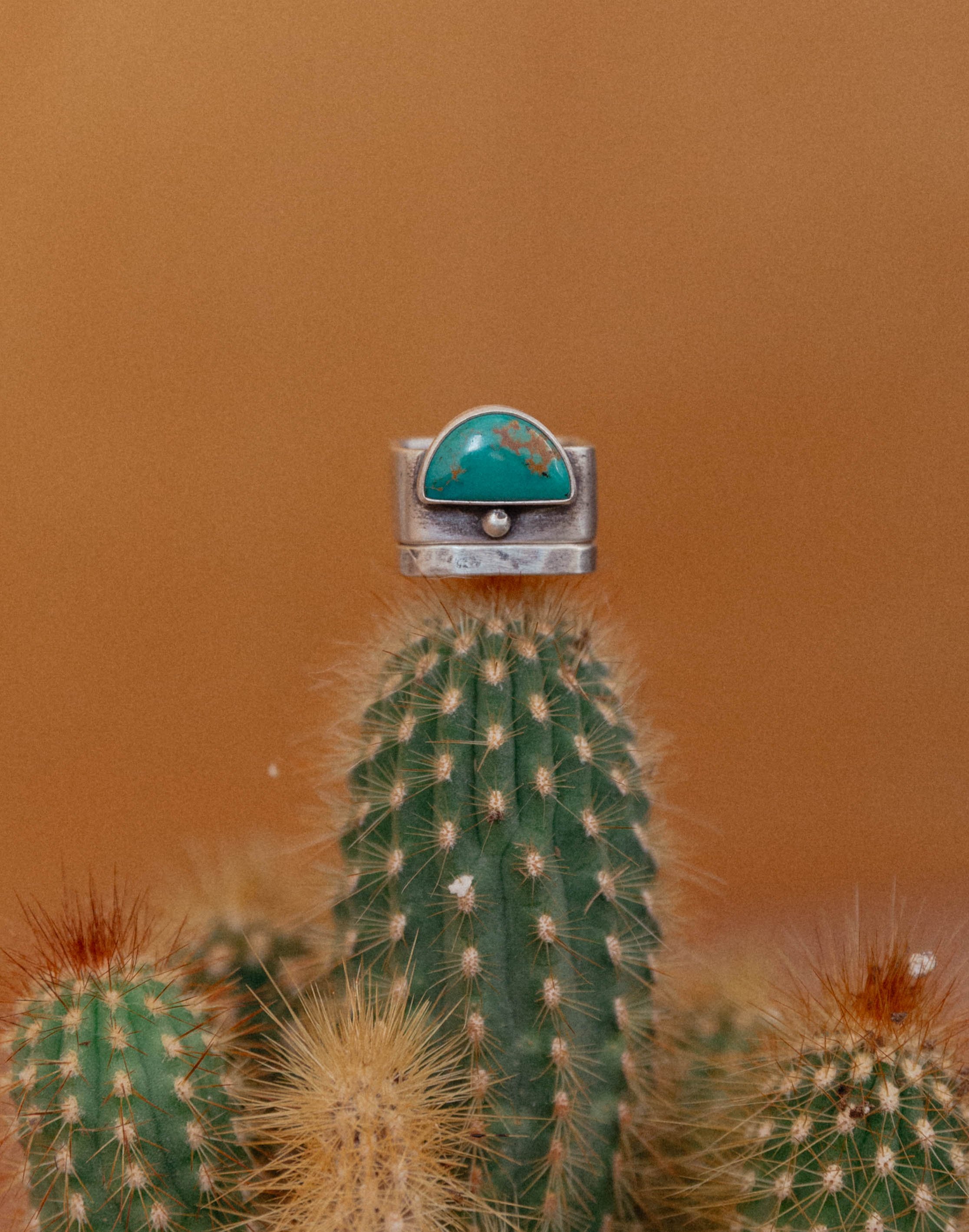Handmade turquoise and sterling silver square stacking ring set – artisan jewelry by handcrafted in small batchesLaska