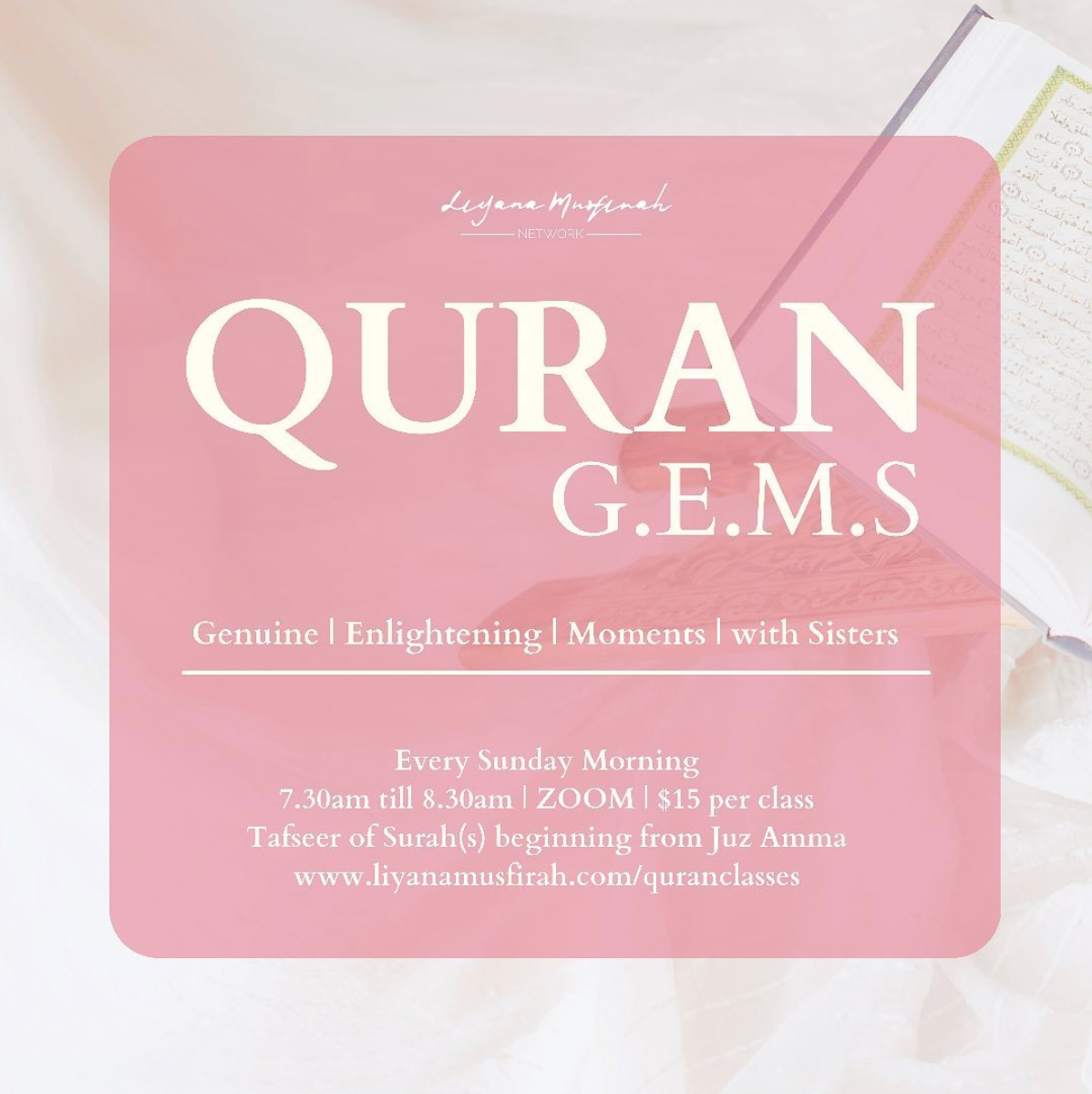 Quran G.E.M.S: Genuine Enlightening Moments with Sisters on Zoom