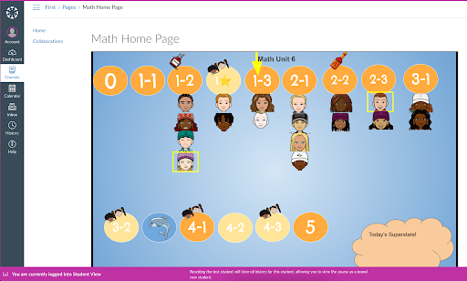 The home page of a teacher's Canvas account