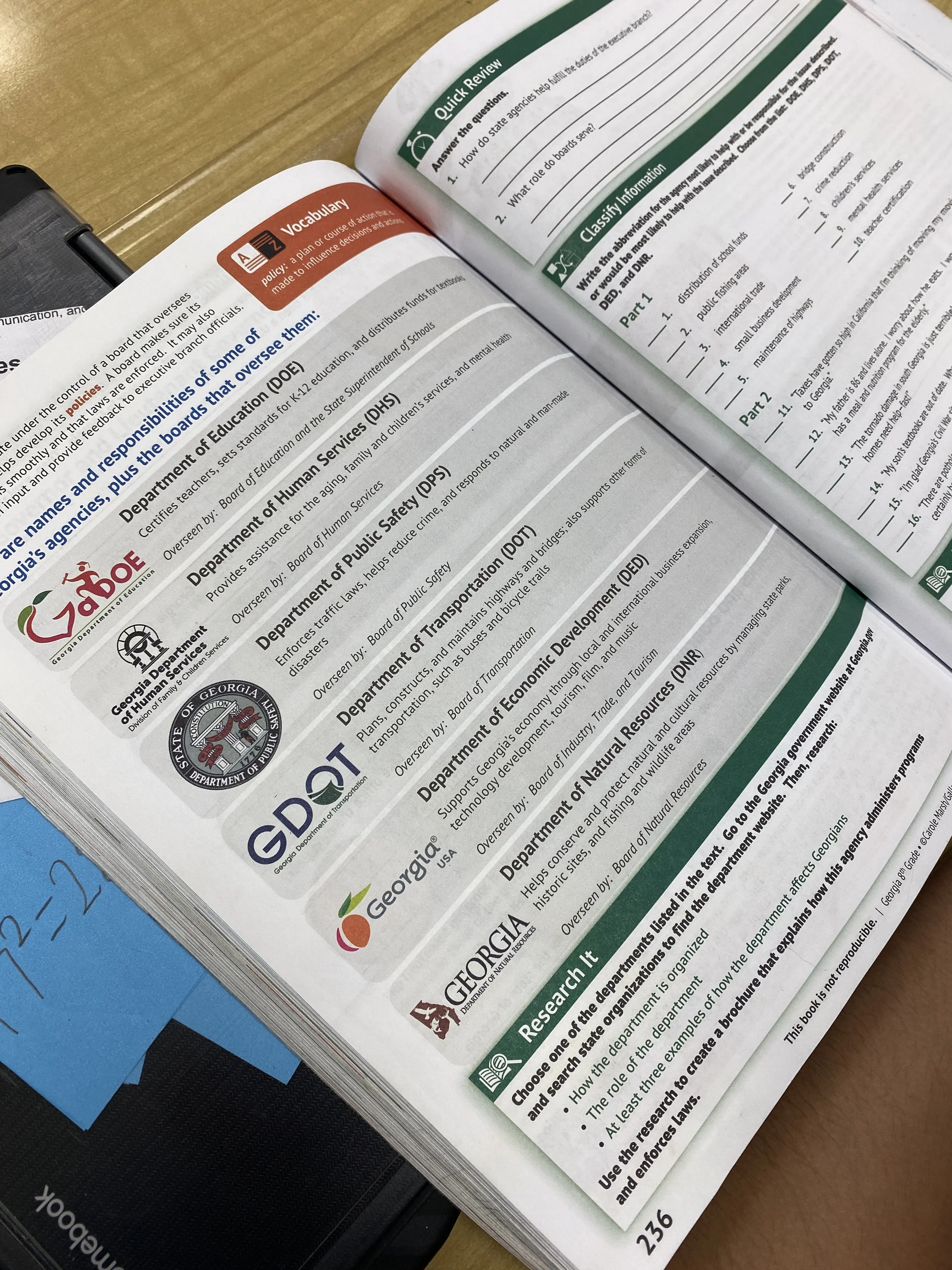 This image of a book shows various resources in Georgia supporting health and public safety.