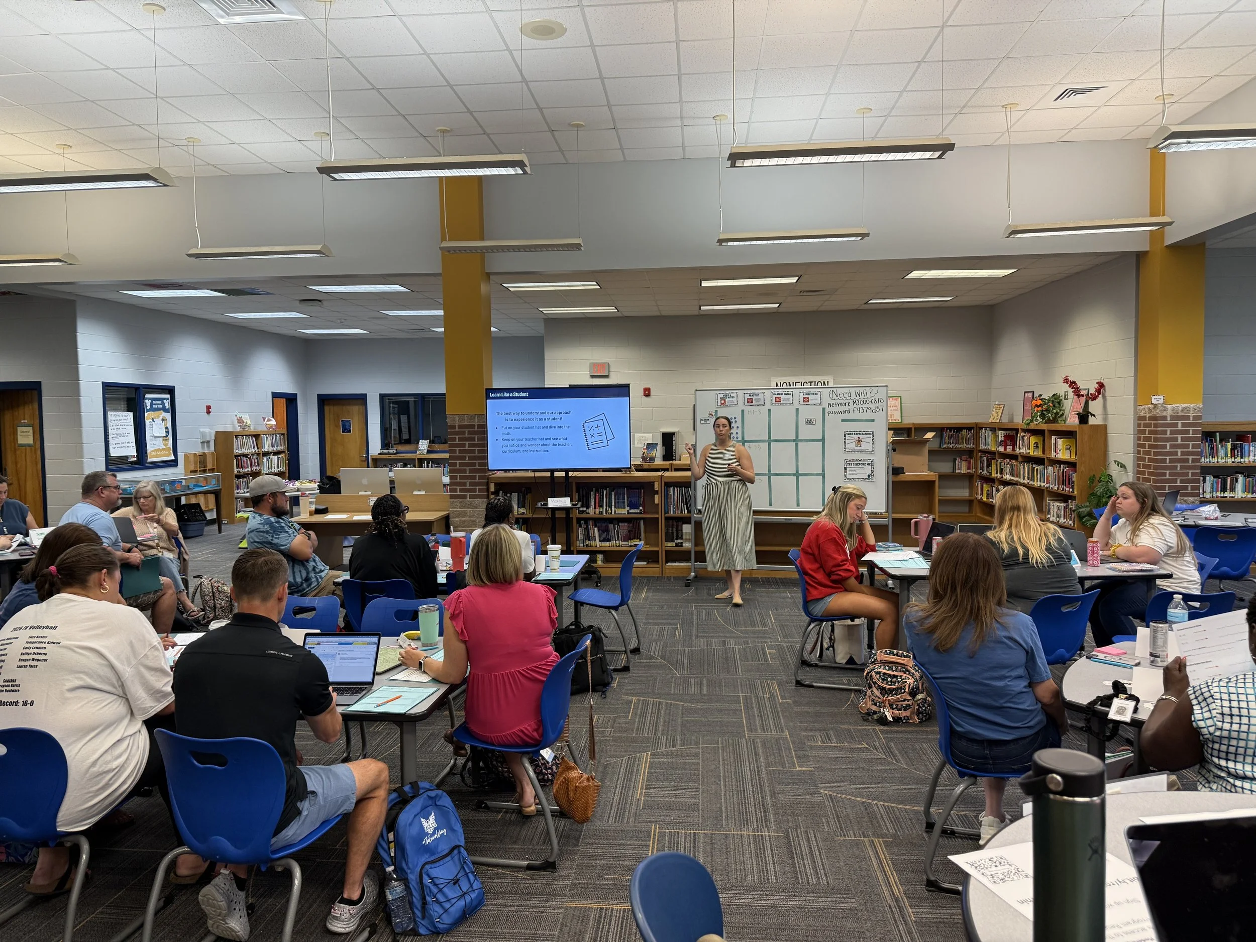 A group of Charlotte Mecklenburg educators attend a Modern Classrooms session at Camp CMS.