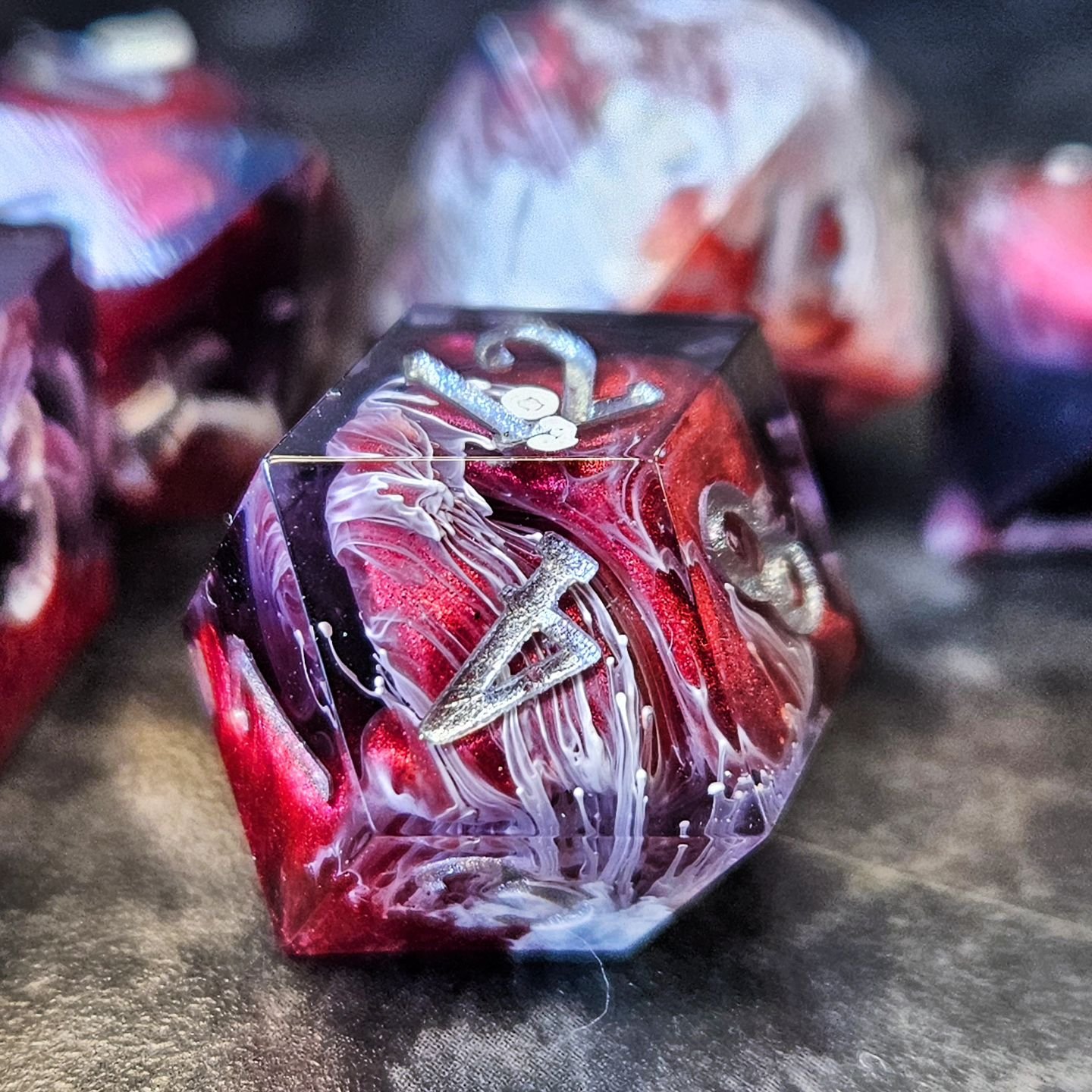 Spawn ○ this #astarion inspired set will be available in the next shop drop tomorrow! Available from the 28th of April at 6pm GMT 
&deg;
#dice  #diceset #dicemaking #dicegoblin #dnddice #dnd5e #dnd