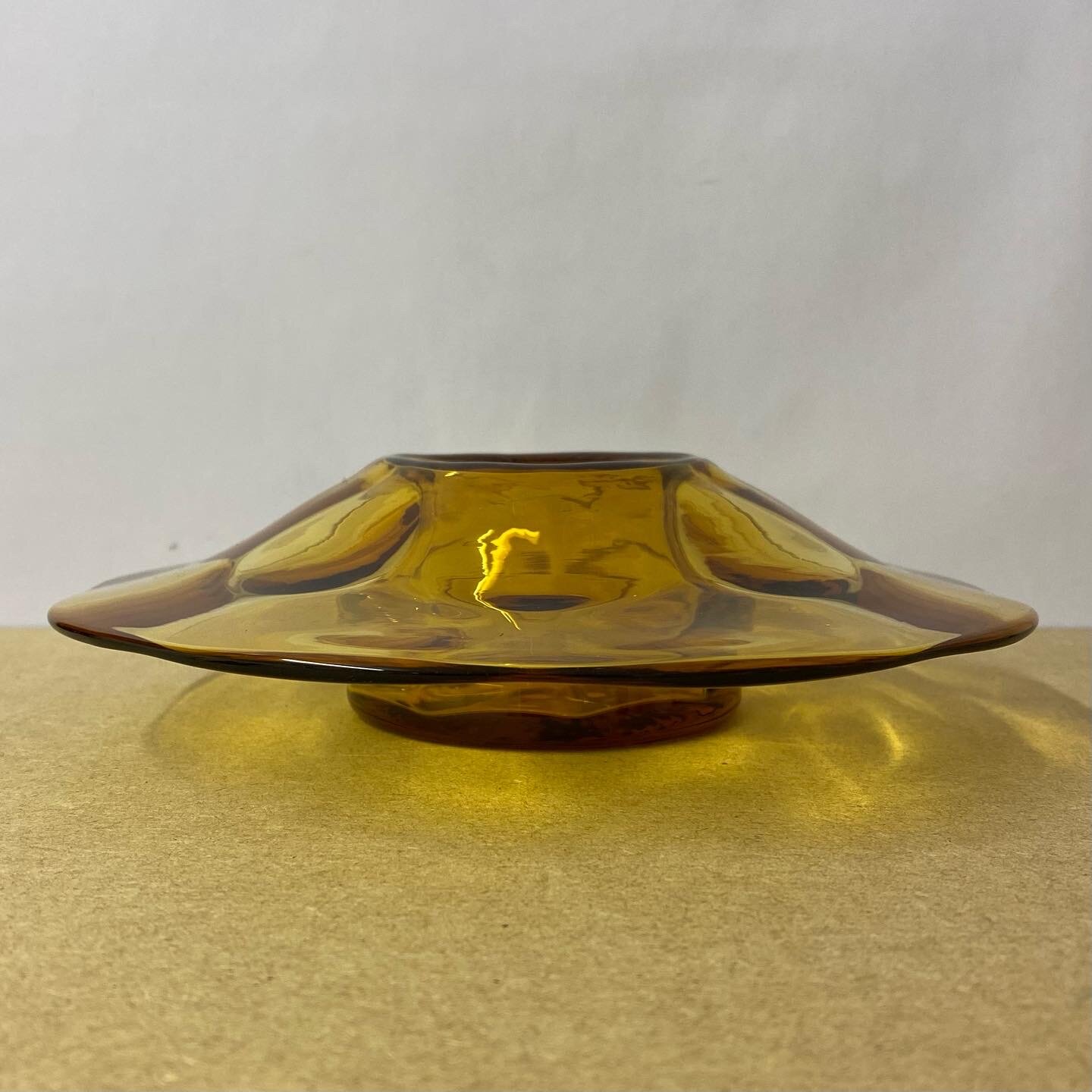 Thomas Webb 'Mirror' pattern Amber glass posy bowl, from the 'Gay' series, circa. 1930s