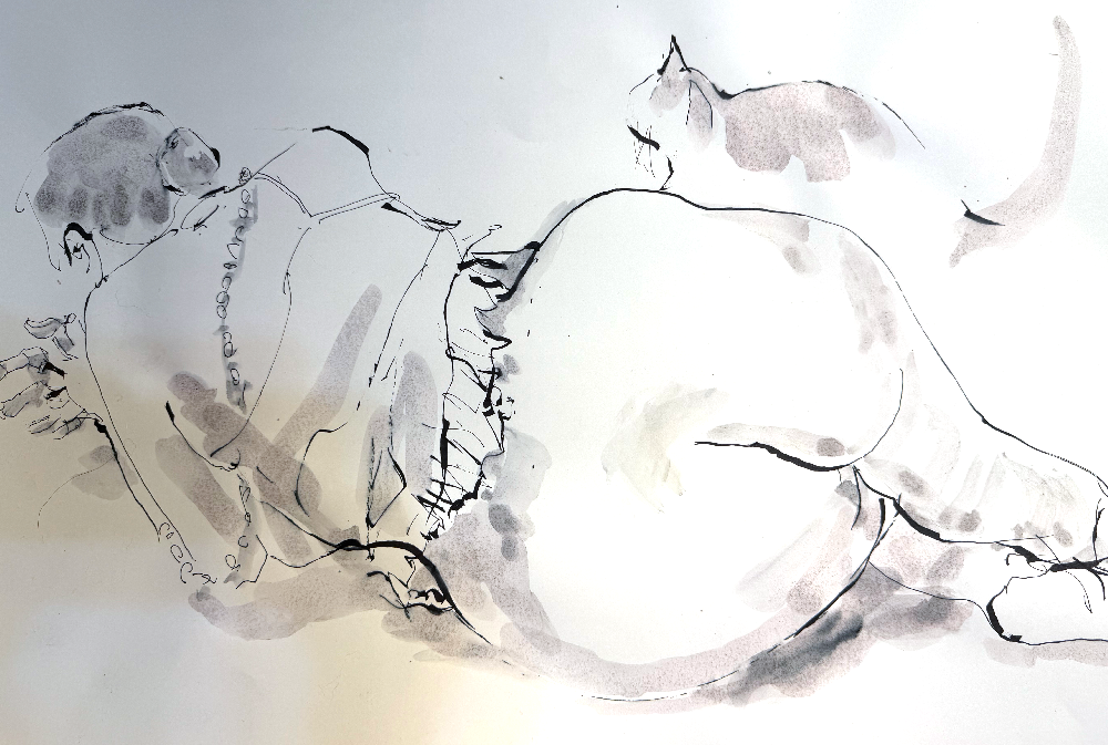 Cat and woman by Keisuke Watanabe at Plastico Gallery