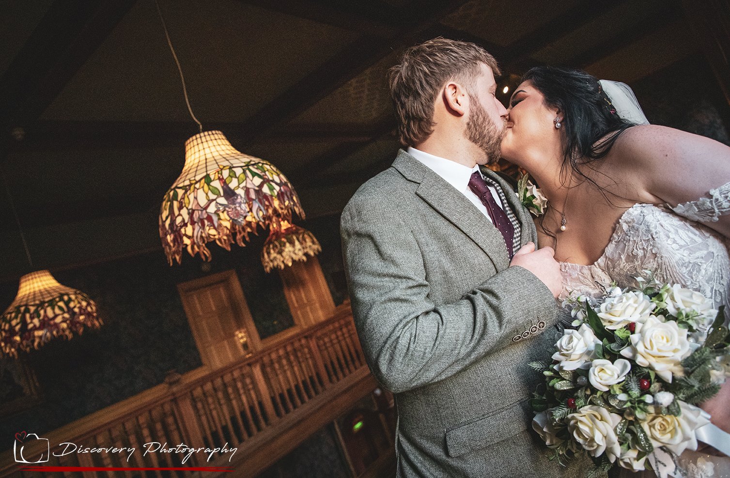 Bride and Groom Kissing at Rushpool Hall, North East and North Yorkshire Wedding Photographer.jpg