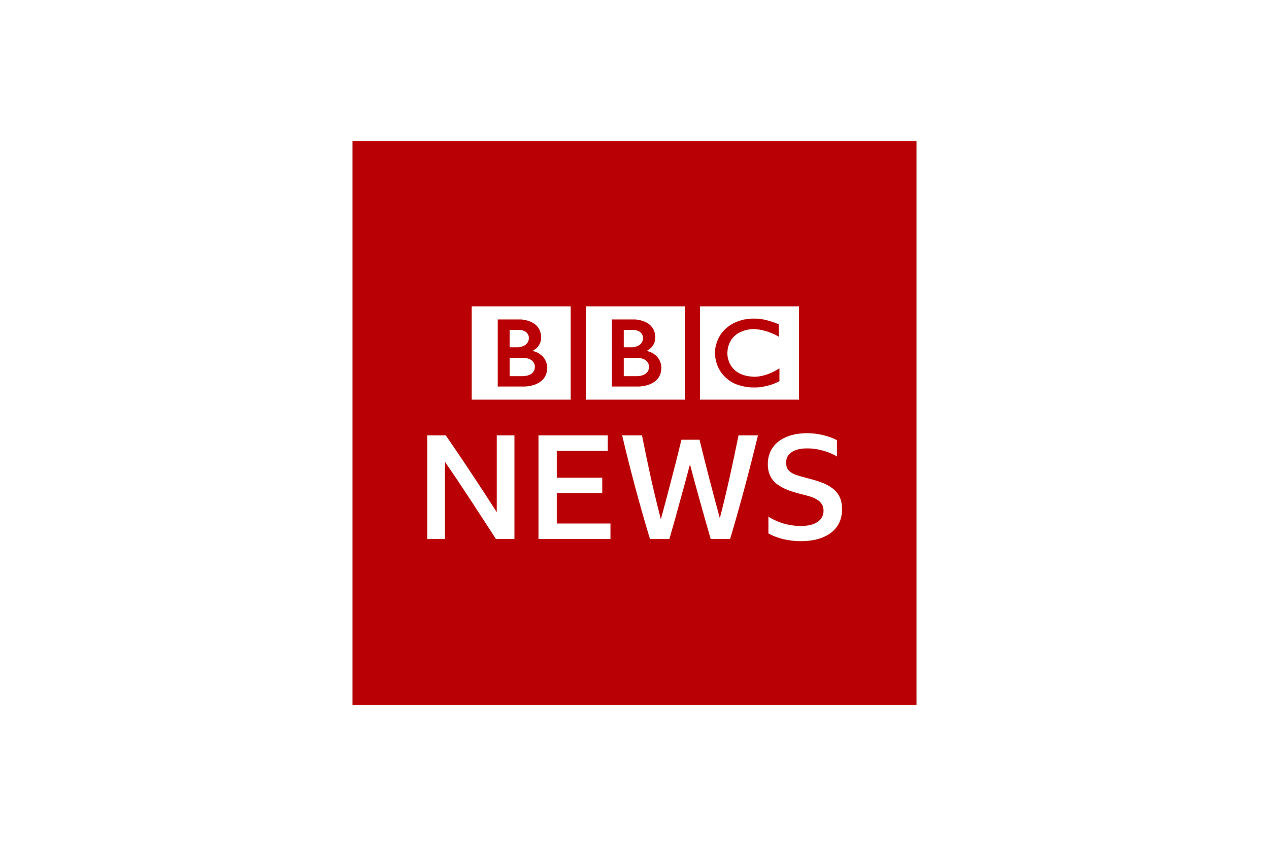 BBC News logo on a red background.