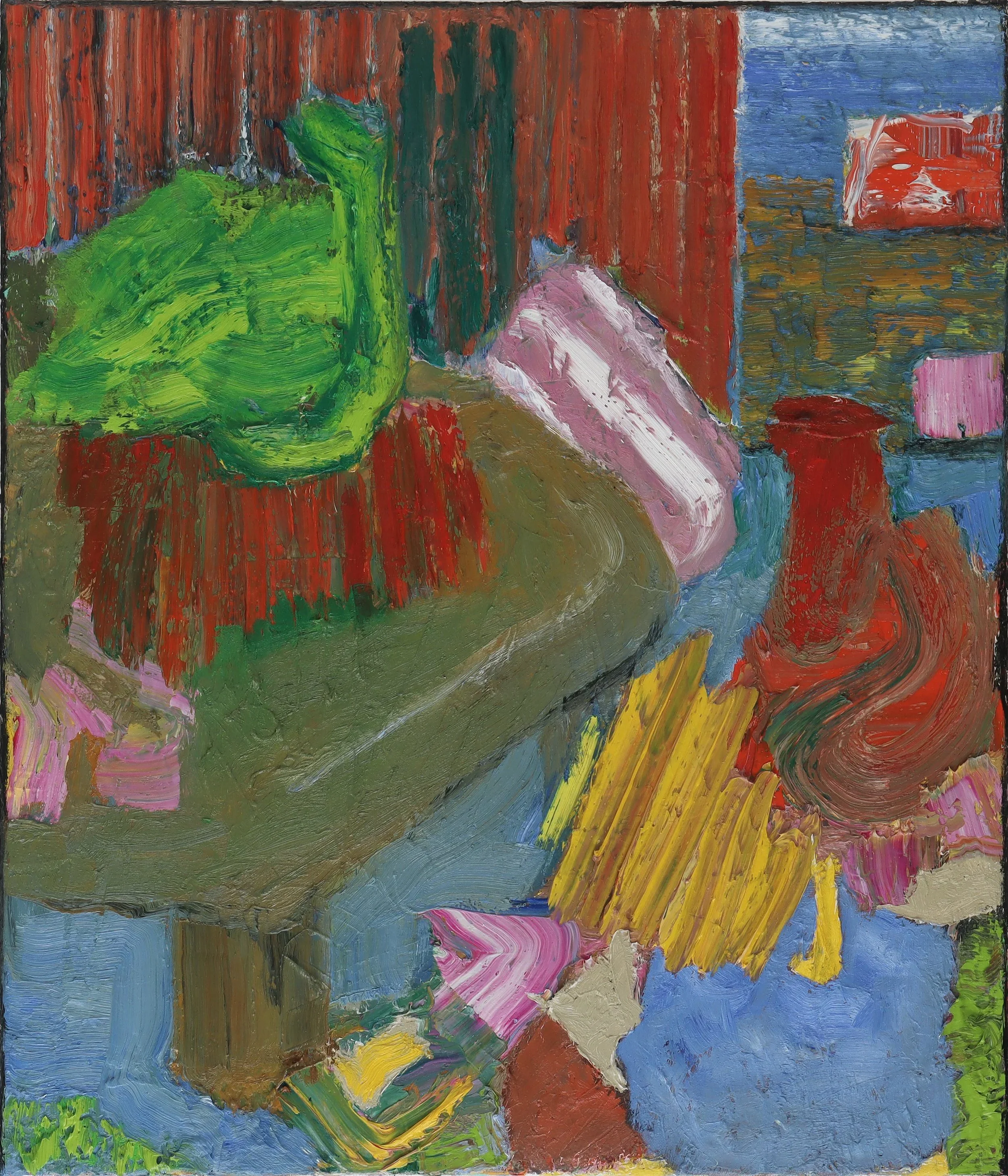  Interior with House Pets  (november25d) 70 x 60 cm; Öl auf Leinwand