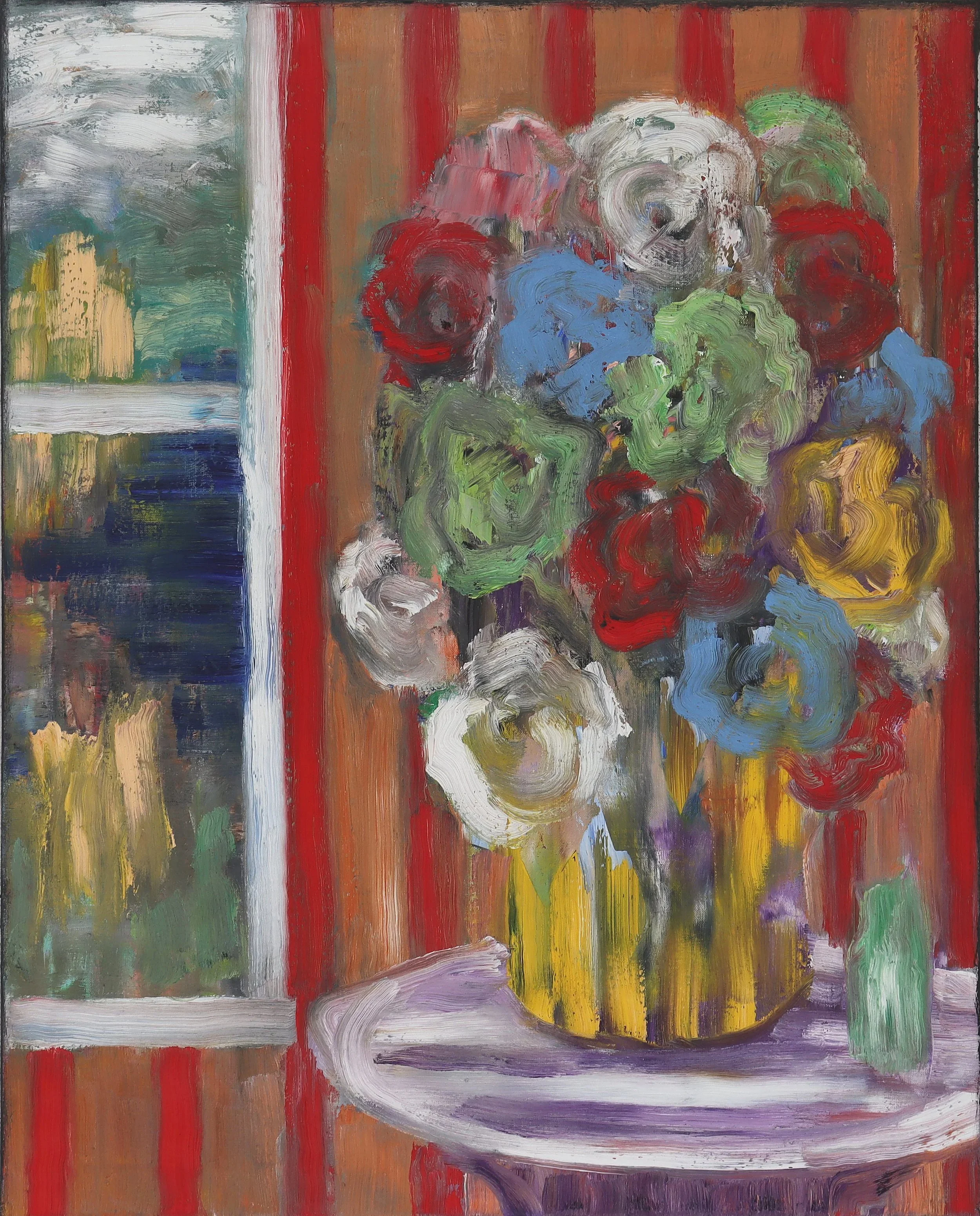  Interior with Yellow Vase  (august23b) 100 x 80 cm; Öl auf Leinwand