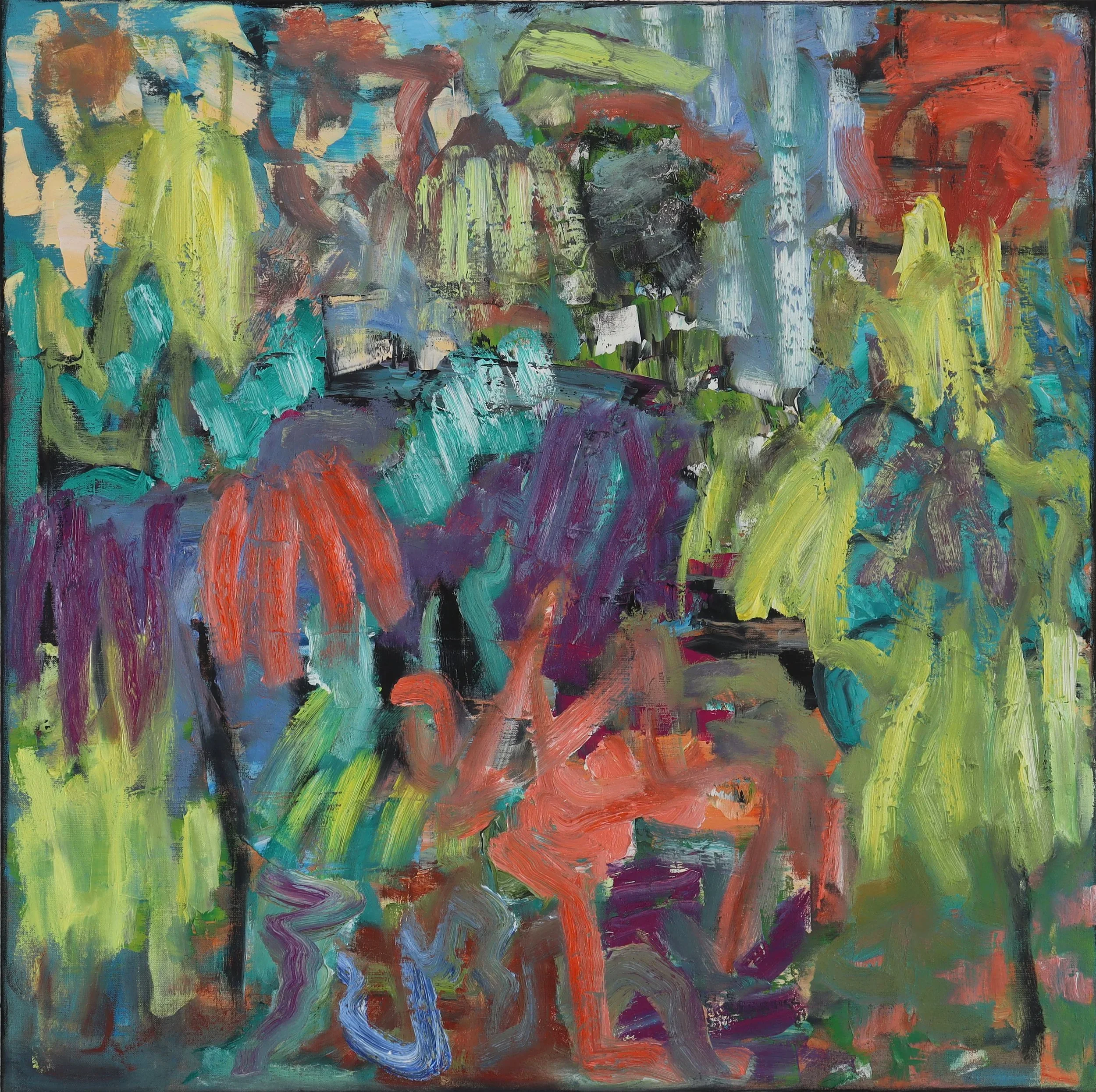  Glasshouse  (juli26f) 100 x 100 cm; Öl auf Leinwand