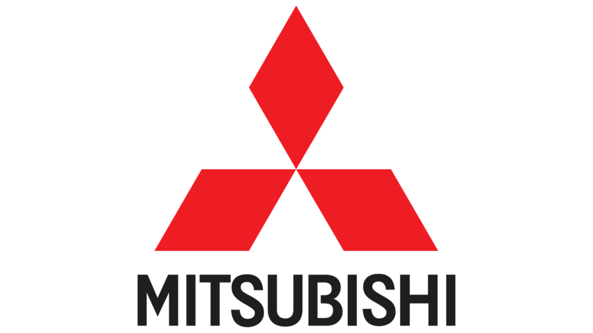 Mitsubishi logo with three red diamonds forming a triangle and the word 'Mitsubishi' underneath.
