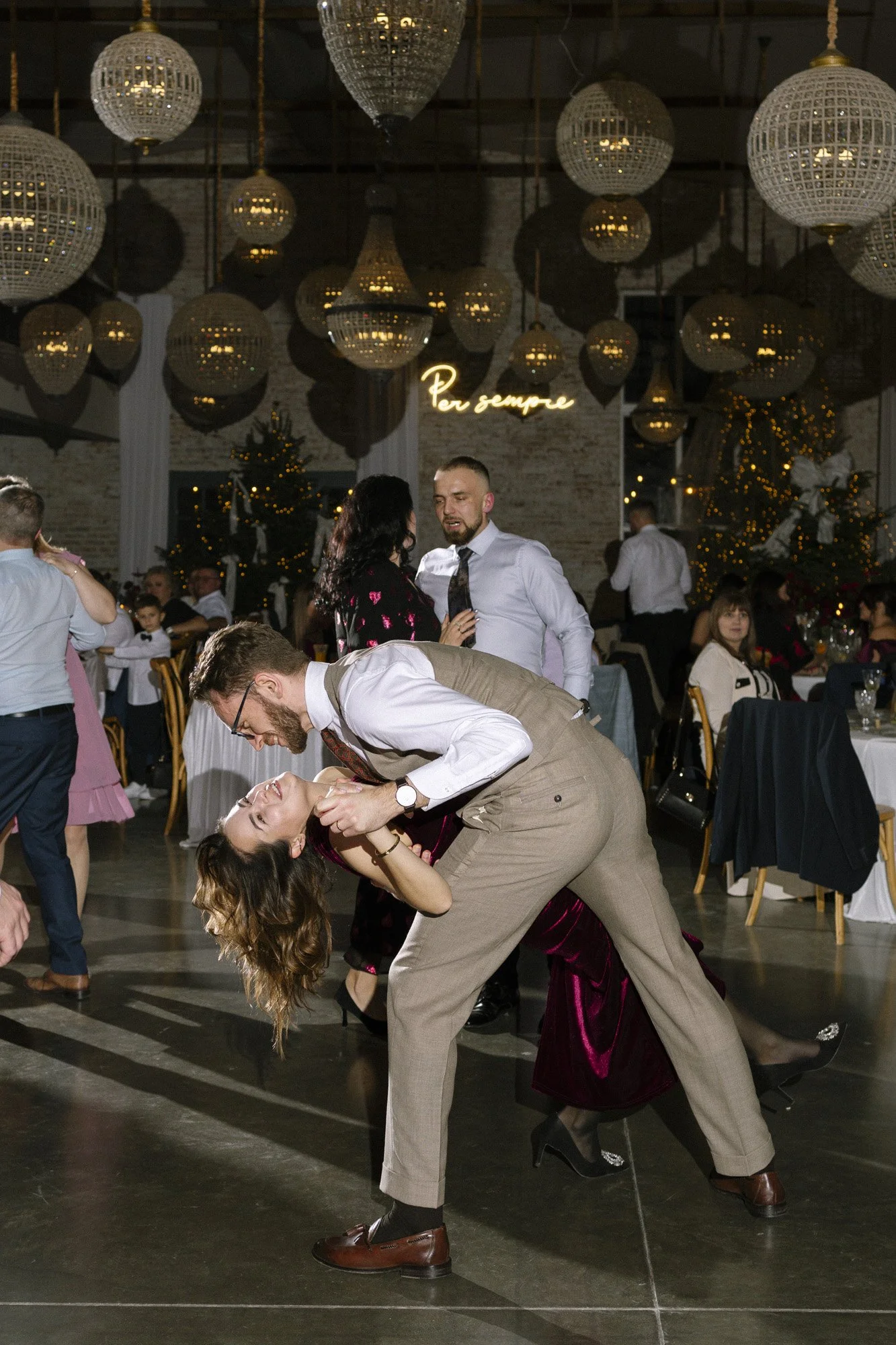 wedding guests having fun at villa love venue