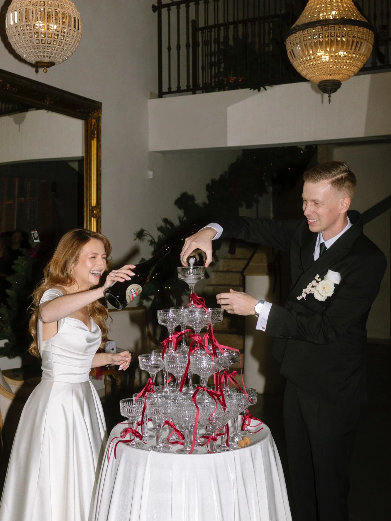 Kasia and Paweł and their beautiful winter wedding at @villalove.etc 🤍 It was a day to remember, full of emotions, love and laugh, surrounded by friends and loved ones, with a stunning decorations from @bello_matrimonio, Christmas trees, and lights 