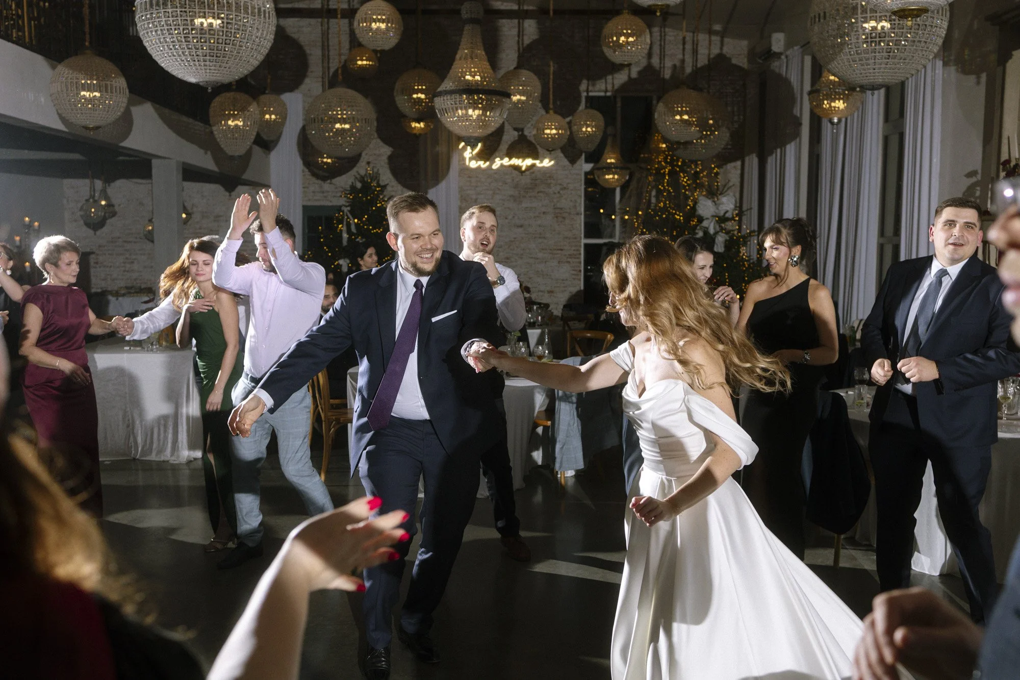 wedding guests dancing at villa love