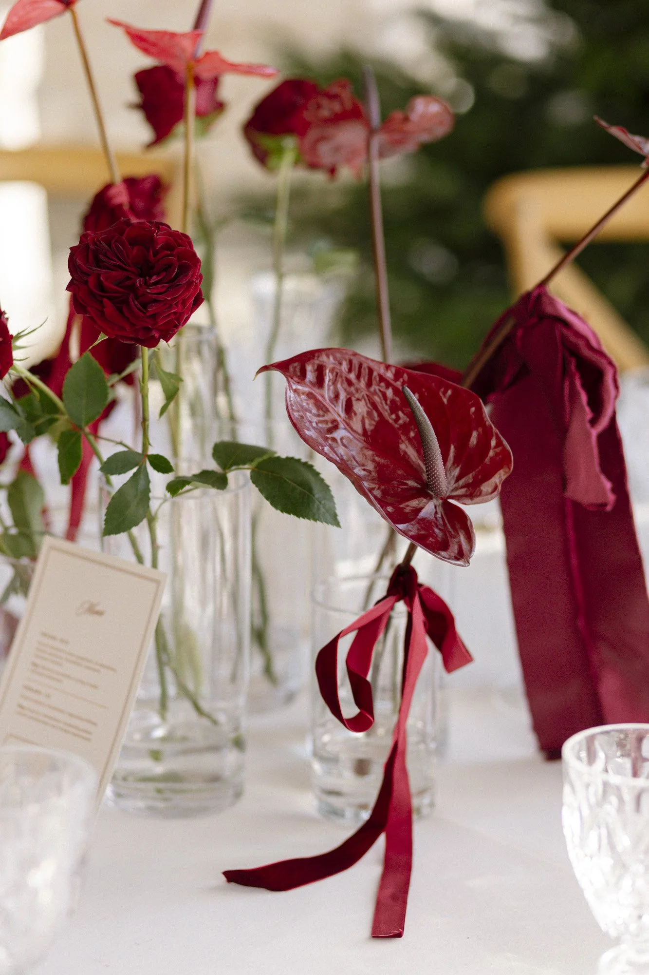 red flowers on a wedding at villa love