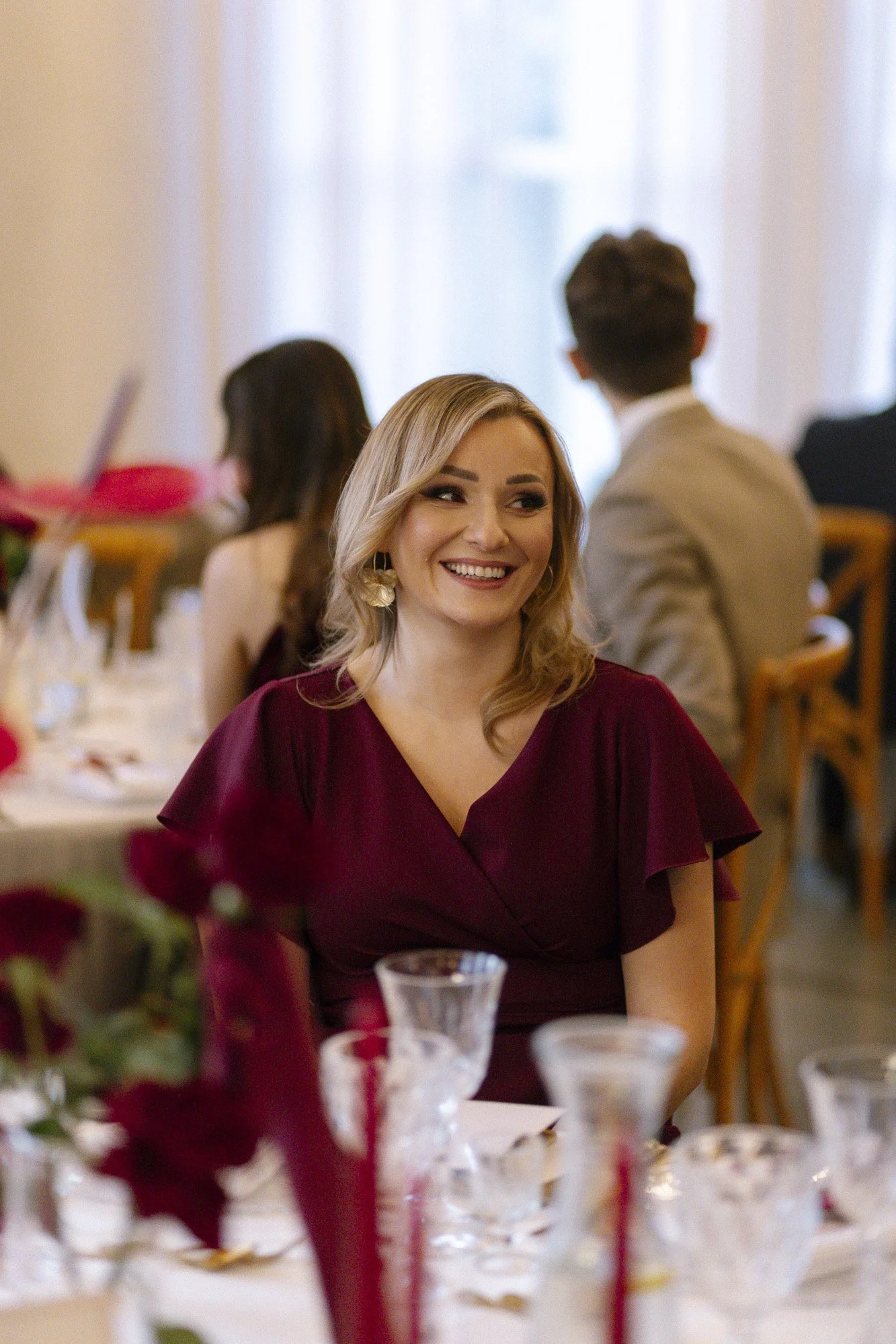 guest portrait at villa love wedding reception