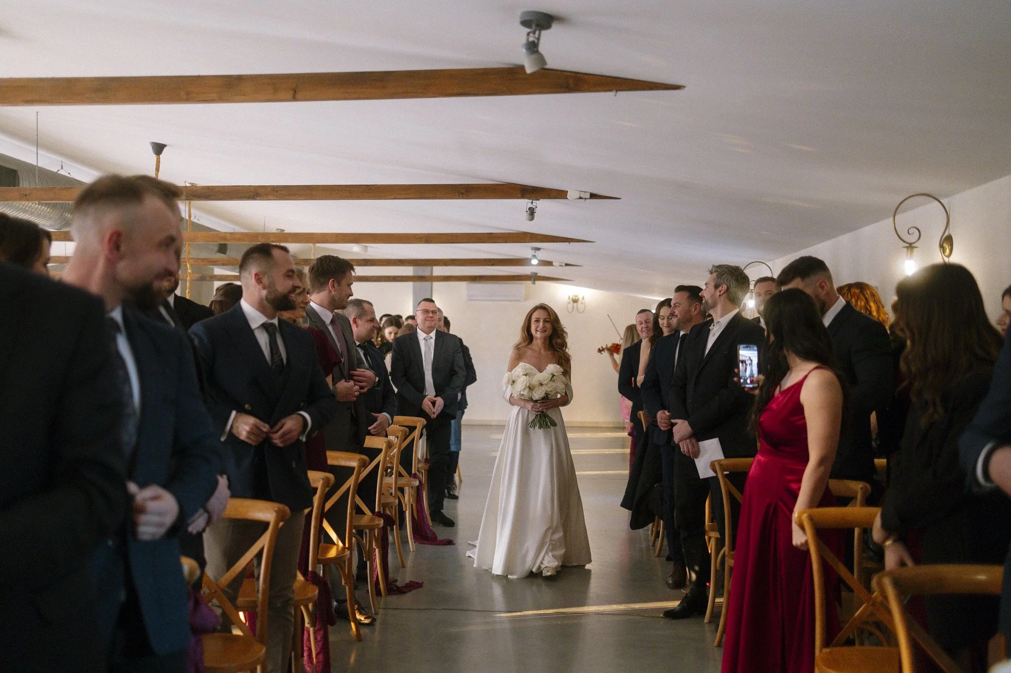 Bride walking down the aisle at Villa Love