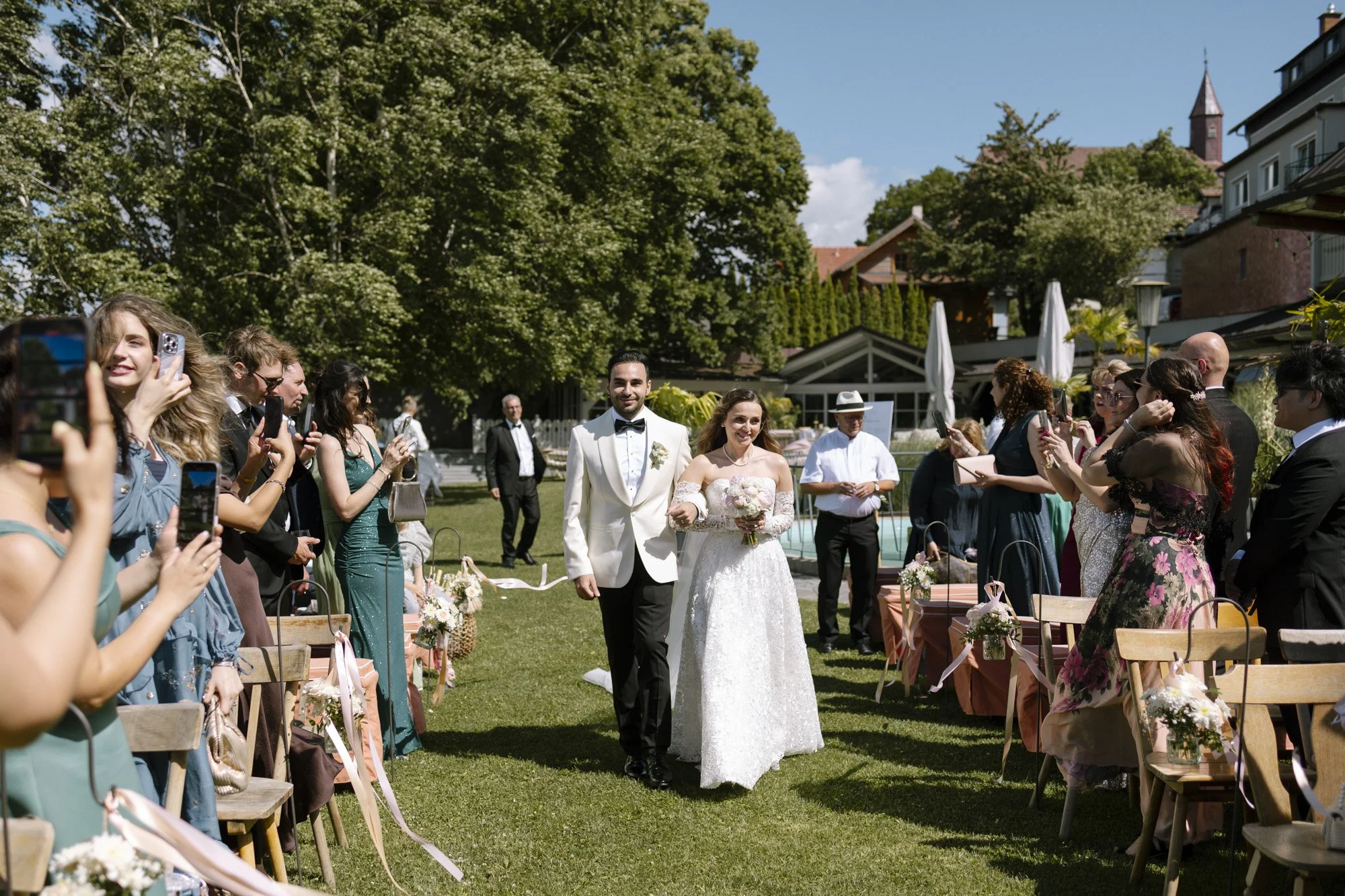 entrance of the bride and groom, ceremony at fernblick