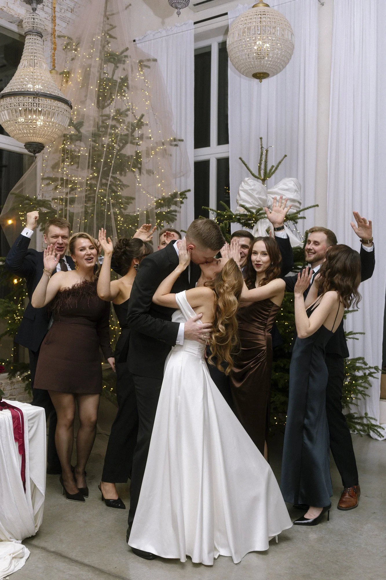 group photo during wedding at villa love