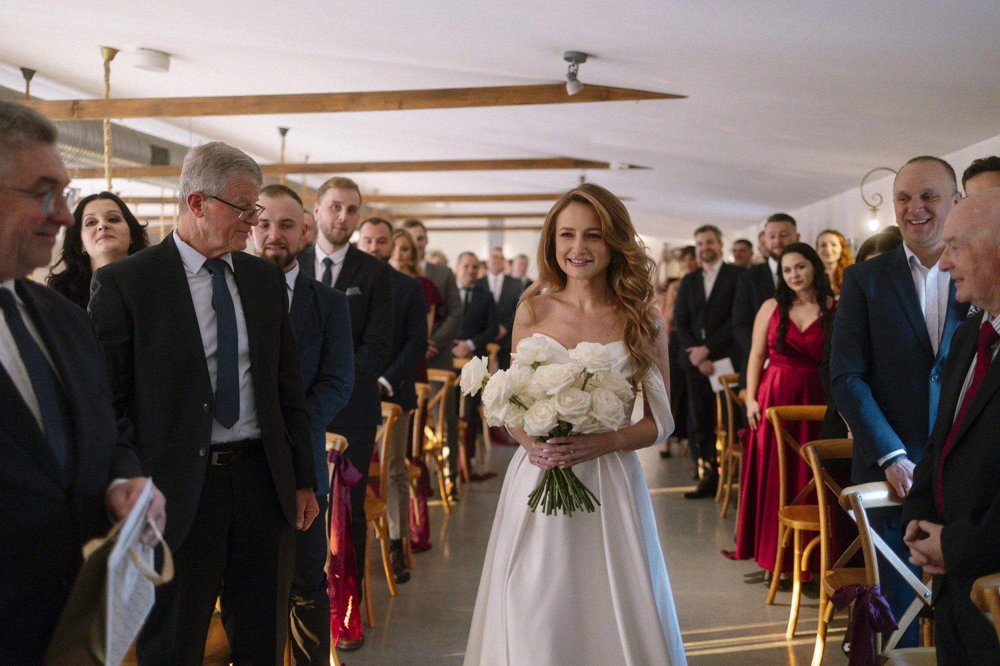 Bride walking down the aisle at Villa Love venue