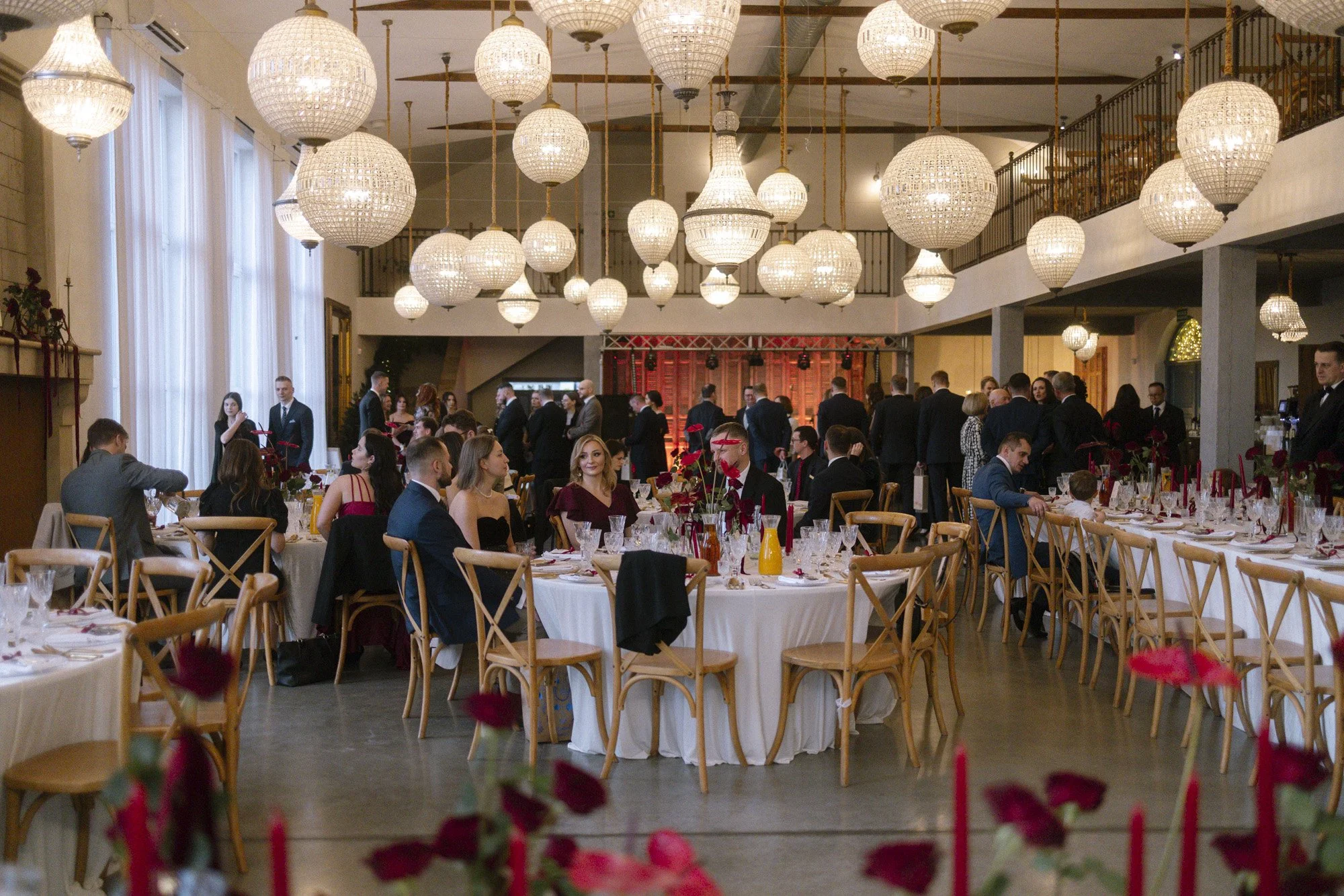 Table setting details at Villa Love wedding reception